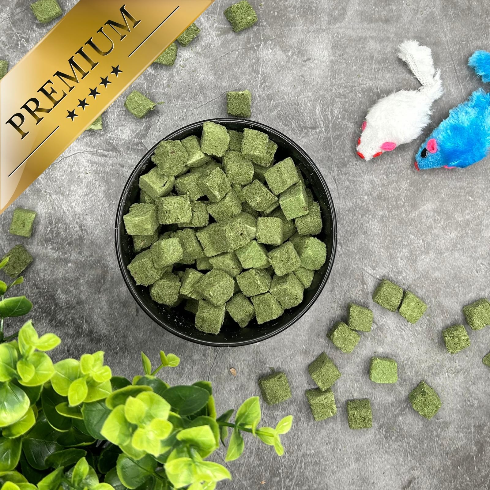 Lyra Pet® 1 kg (5x200g) Katzengraswürfel gefriergetrocknet Snack für Katzen | Mit Huhn & Gerstengras - Getreidefrei & verdauungsfördernd - Ideal auch für Kitten & Senioren - Vitalstoffreiche Belohnung