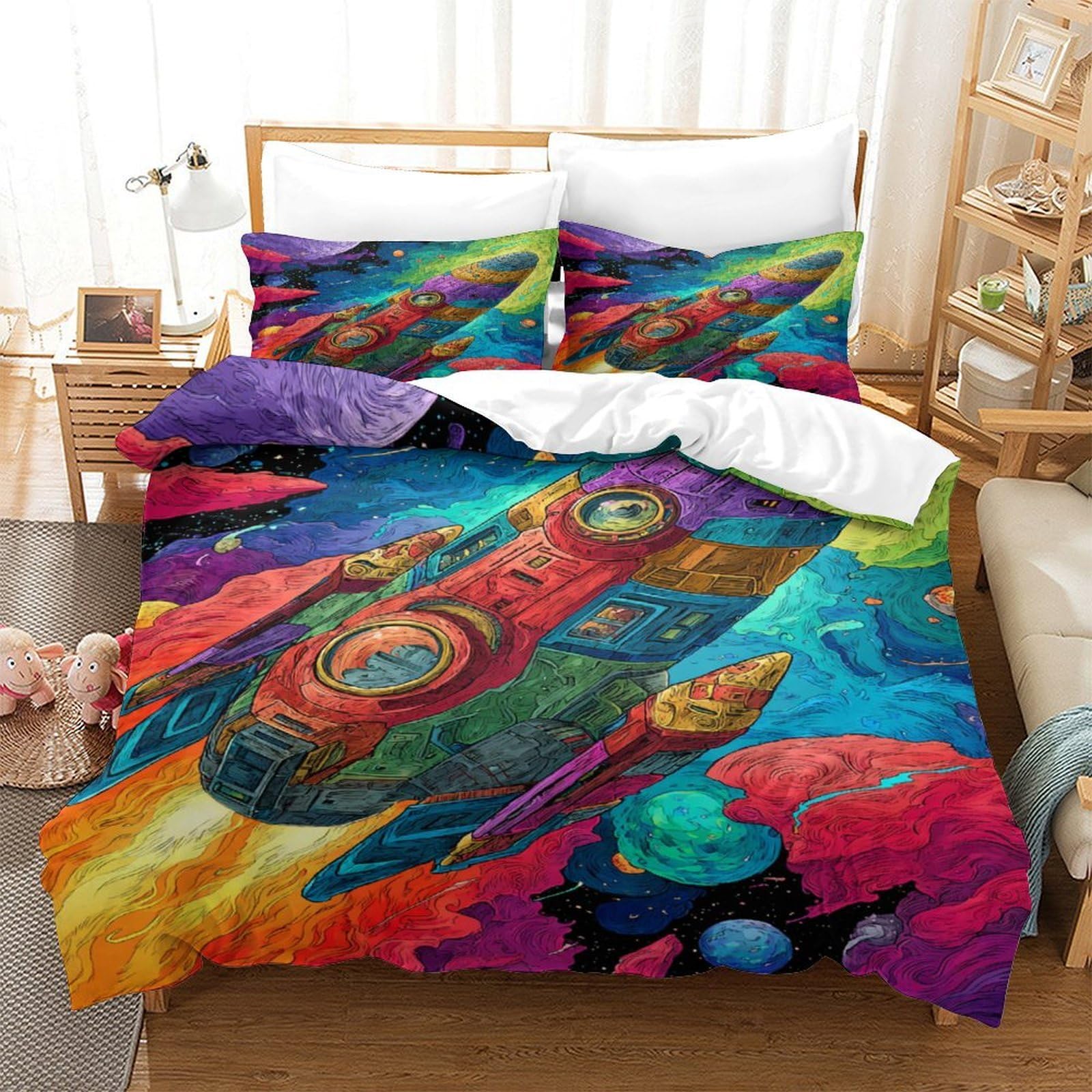 Ensemble de literie alien 3D pour chambre d'adulte moderne et lit super king size