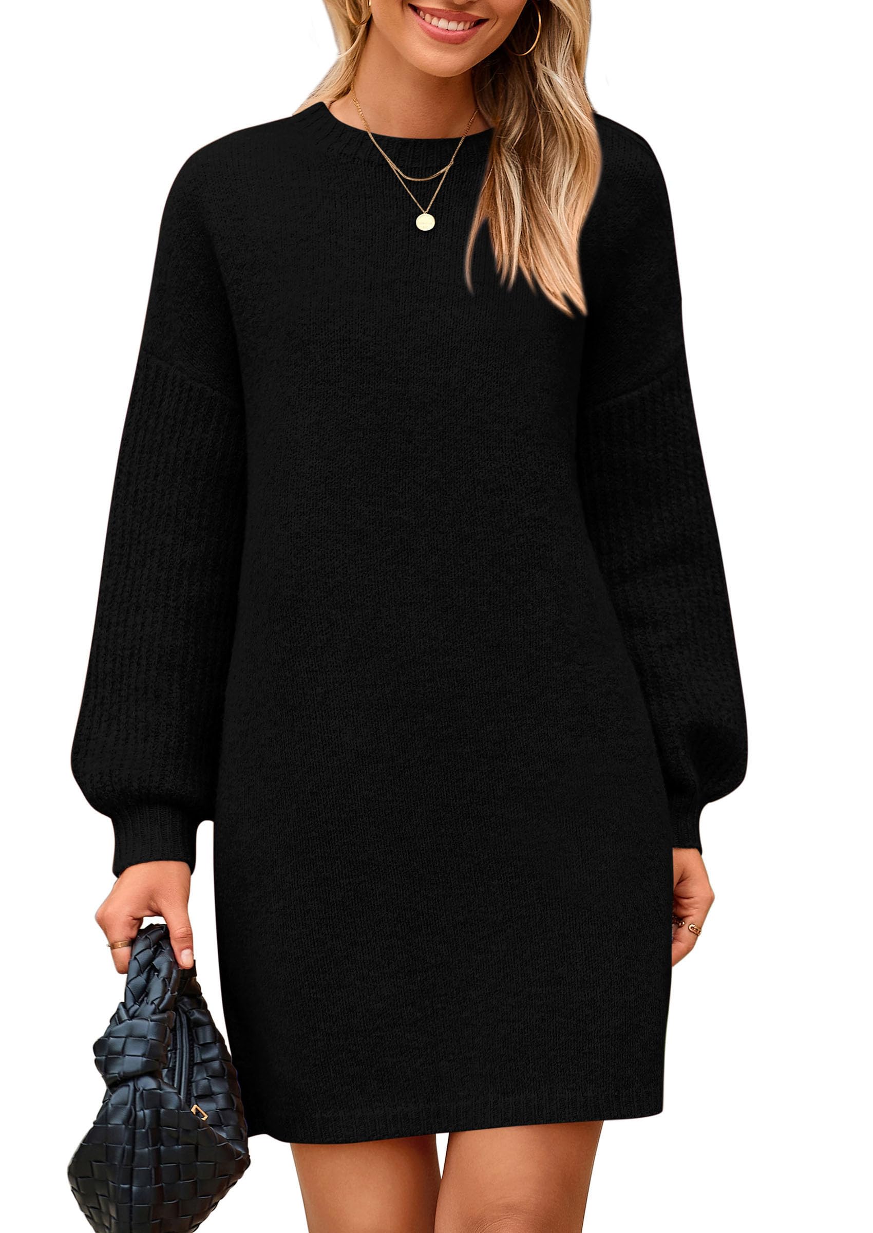 PRETTYGARDEN Womens Oversized Sweater Dress 2025 Fall Long Sleeve Crewneck Chunky Knit Slouchy Winter Pullover Sweaters