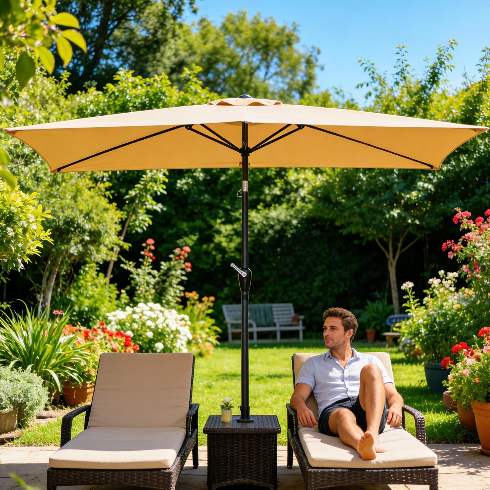 Copertura Per Ombrellone Da Esterni Telo Offset Con Protezione UV | Telo Di Ricambio Ombrellone 200x300 Cm Ideale Per Cortile Piscina Spiaggia Balcone Terrazza Picnic