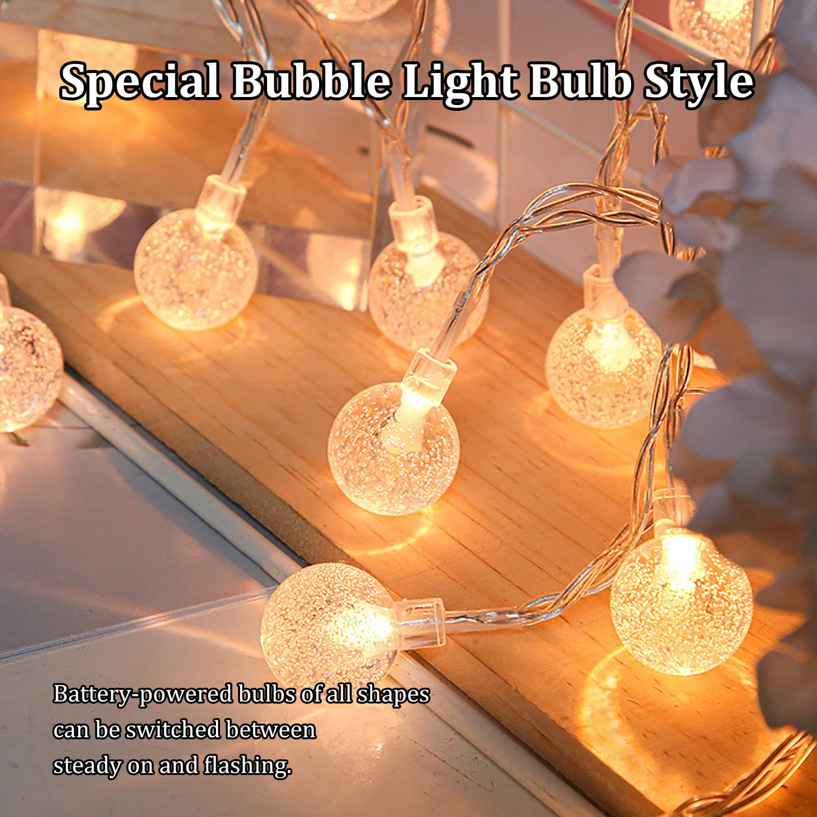 LED-Camping-Lichterkette für den Außenbereich, Schneeflocke, Weihnachts-Lichterkette, Zeltlichter für Halloween, Party, Dekoration, Garten, Hof, Restaurant (Batterie, 20 LEDs, farbige