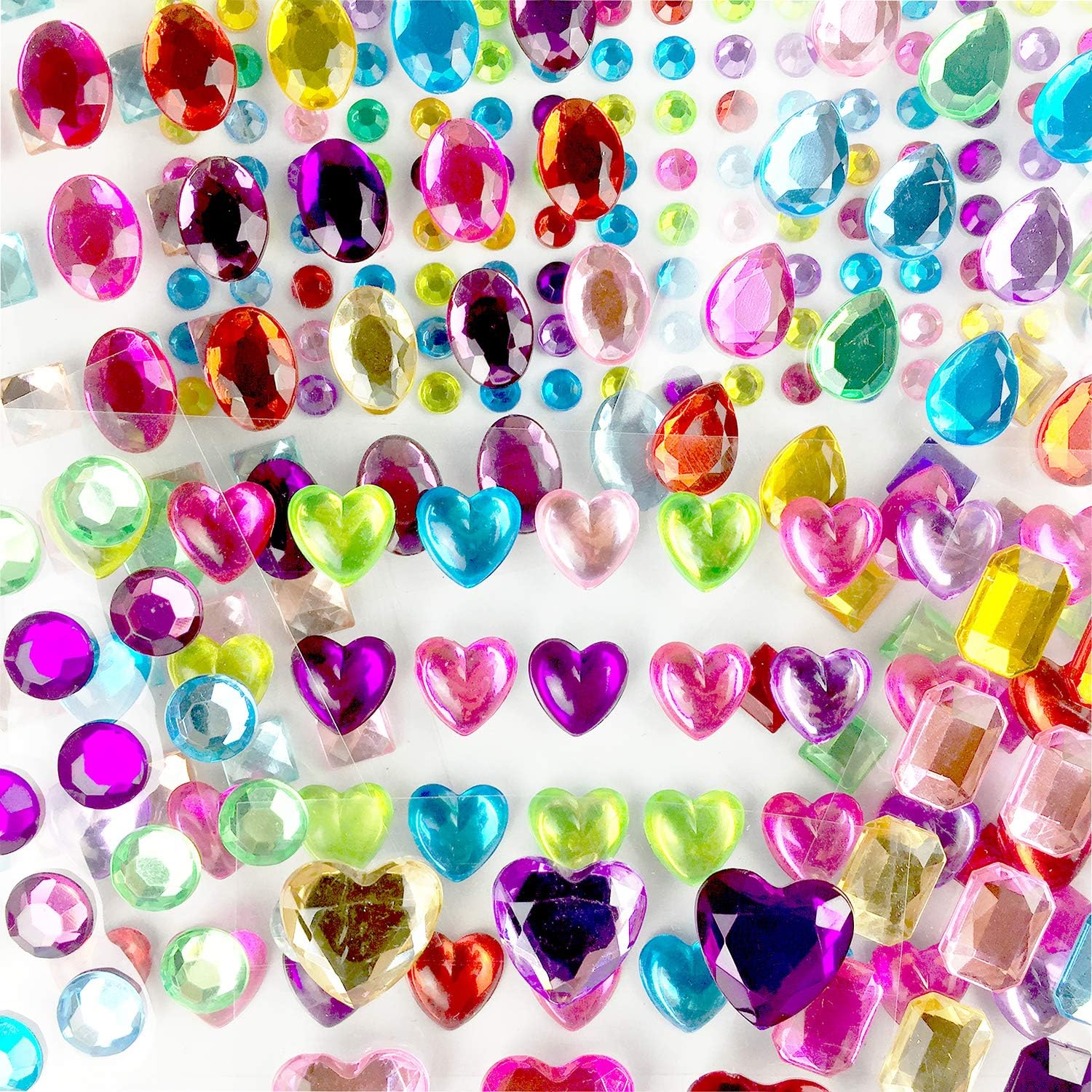 Halovin Self-Adhesive Multicolor Flatback Rhinestone Sticker Gems, Assorted Bling Craft Jewels Crystal Stickers(386 Pieces)