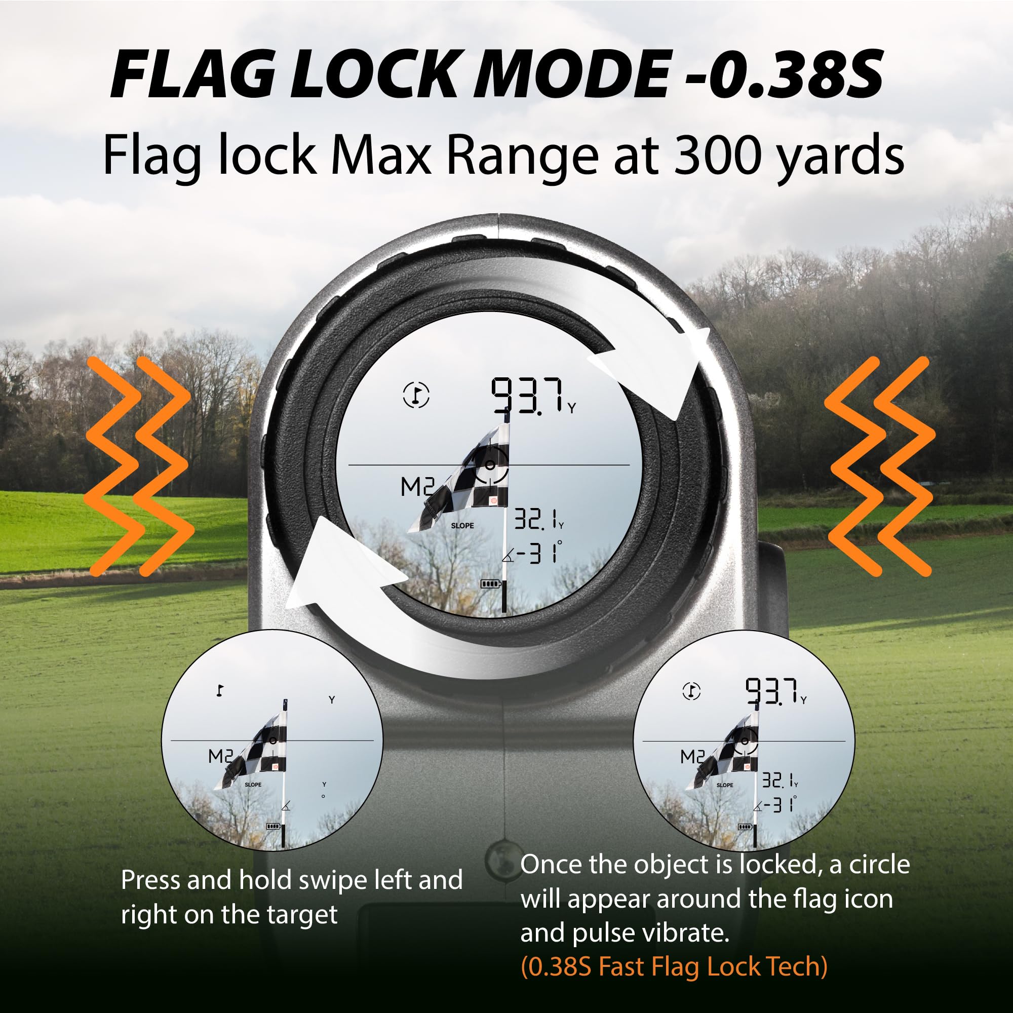 Gogogo Sport Vpro VRP - Telémetro de golf con interruptor de pendiente, 1500 yardas, 7X, banda magnética, precisión de ± 0.3 yardas, buscadores de rango recargables OLED para golf/caza, accesorios de