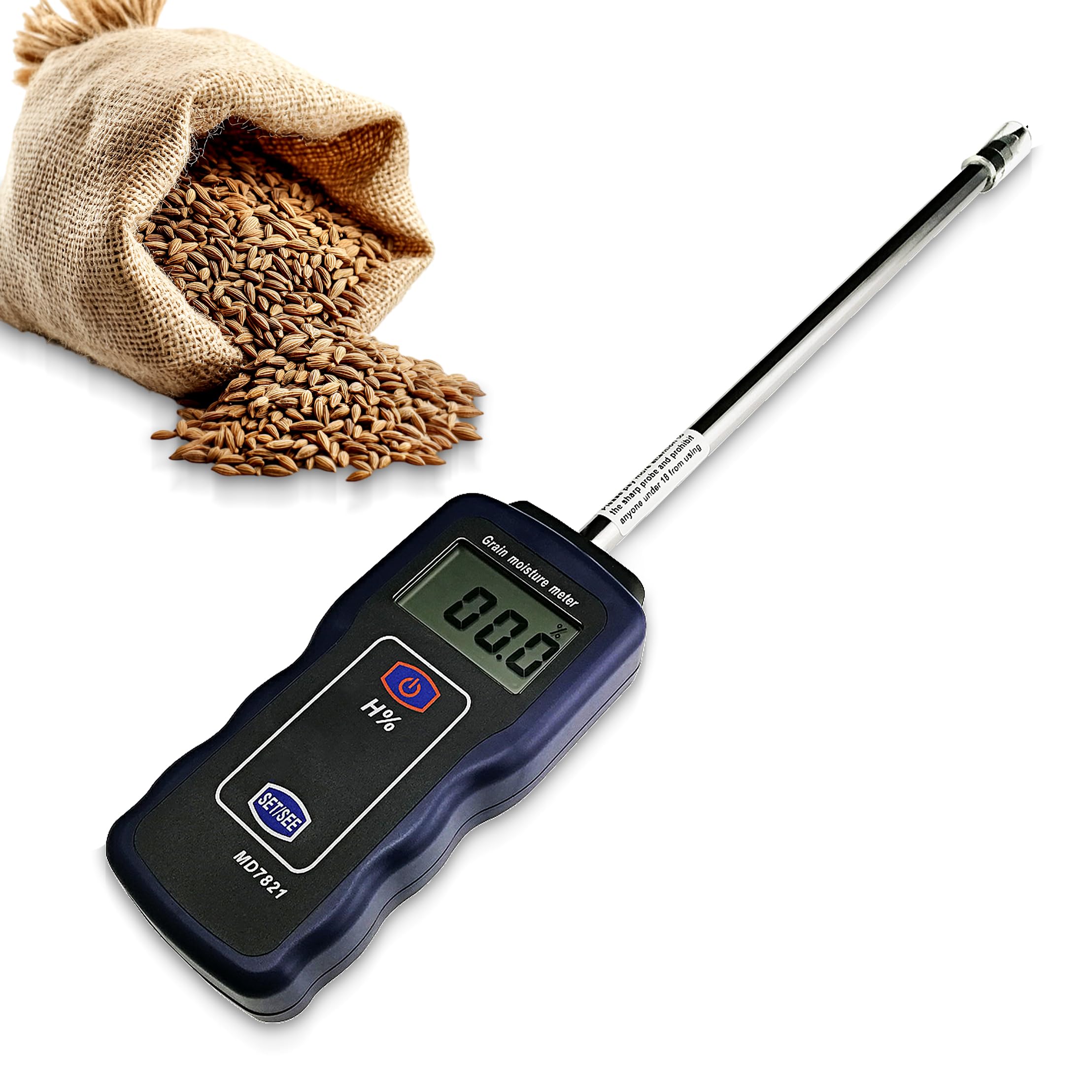 Grain Moisture Meter High Precision Grain Moisture Tester with Temperature Compensation Portable Seed Moisture Meter for 9 Grains Including Wheat, Rice, Corn, Millet, Un-husked & Husked Rice