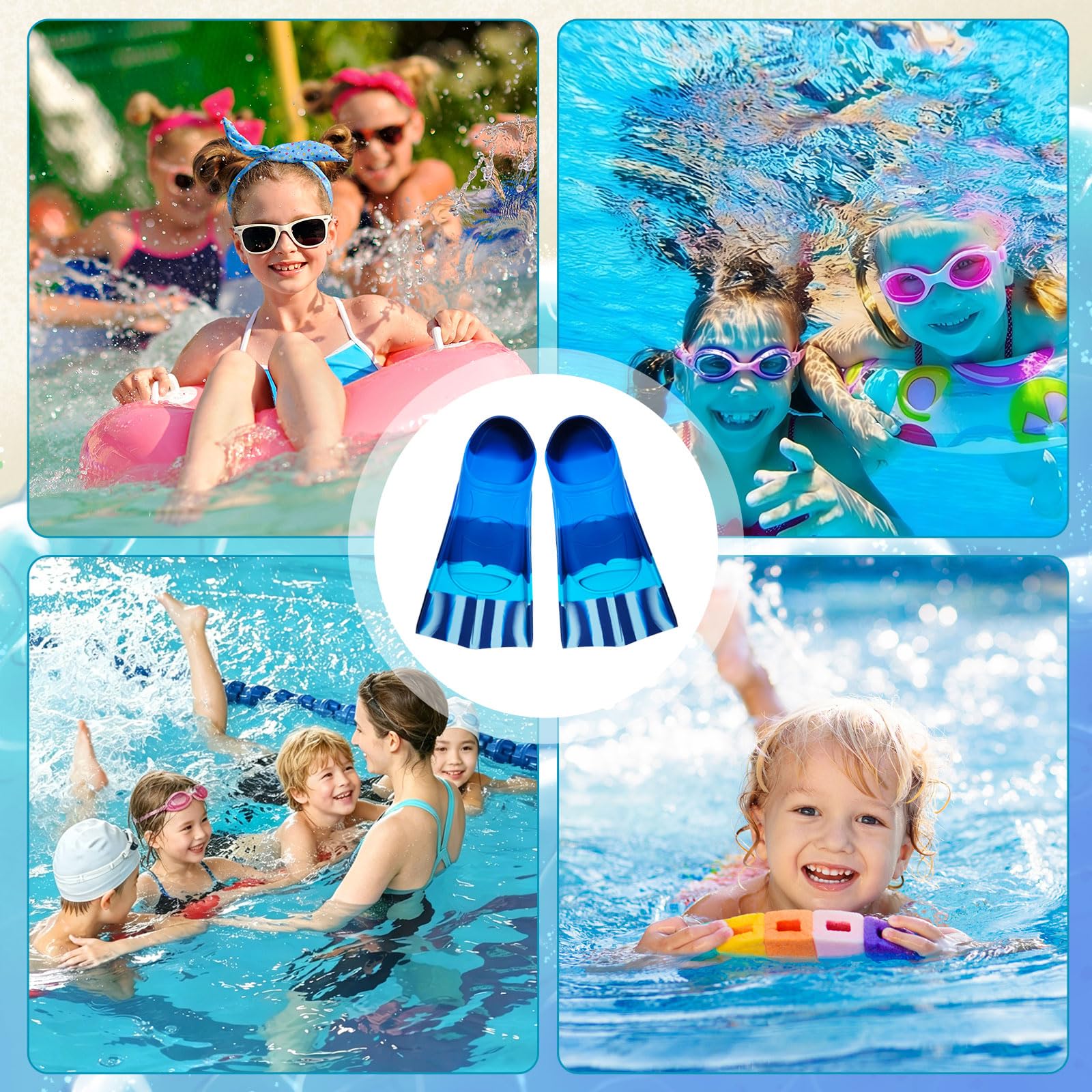 Silikon Schwimmflossen, 100% Silikon Kurzflossen, Kurze Trainingsflossen für Schwimmen, Komfortable Silikon Schwimmflossen, Training Kurzflossen für Kinder Erwachsene