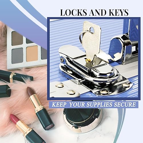 Miniatura 6 de Ver Beauty Estuche de maquillaje profesional con compartimento inferior grande, rayas lavanda, Estuche de tren