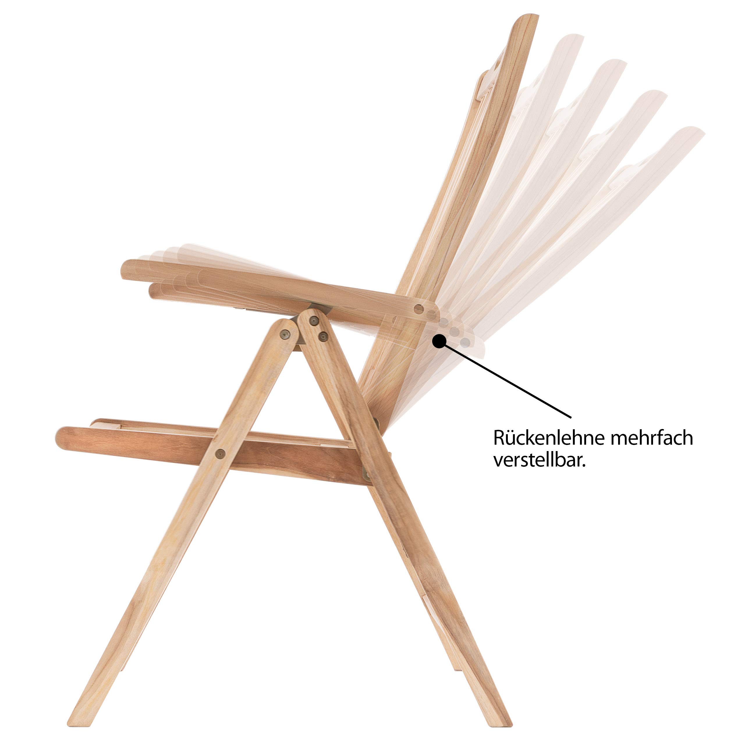 Divero Klappstuhl Granada aus Teak-Holz, unbehandelt – Farbe: Natur-Braun | massiv und wetterfest