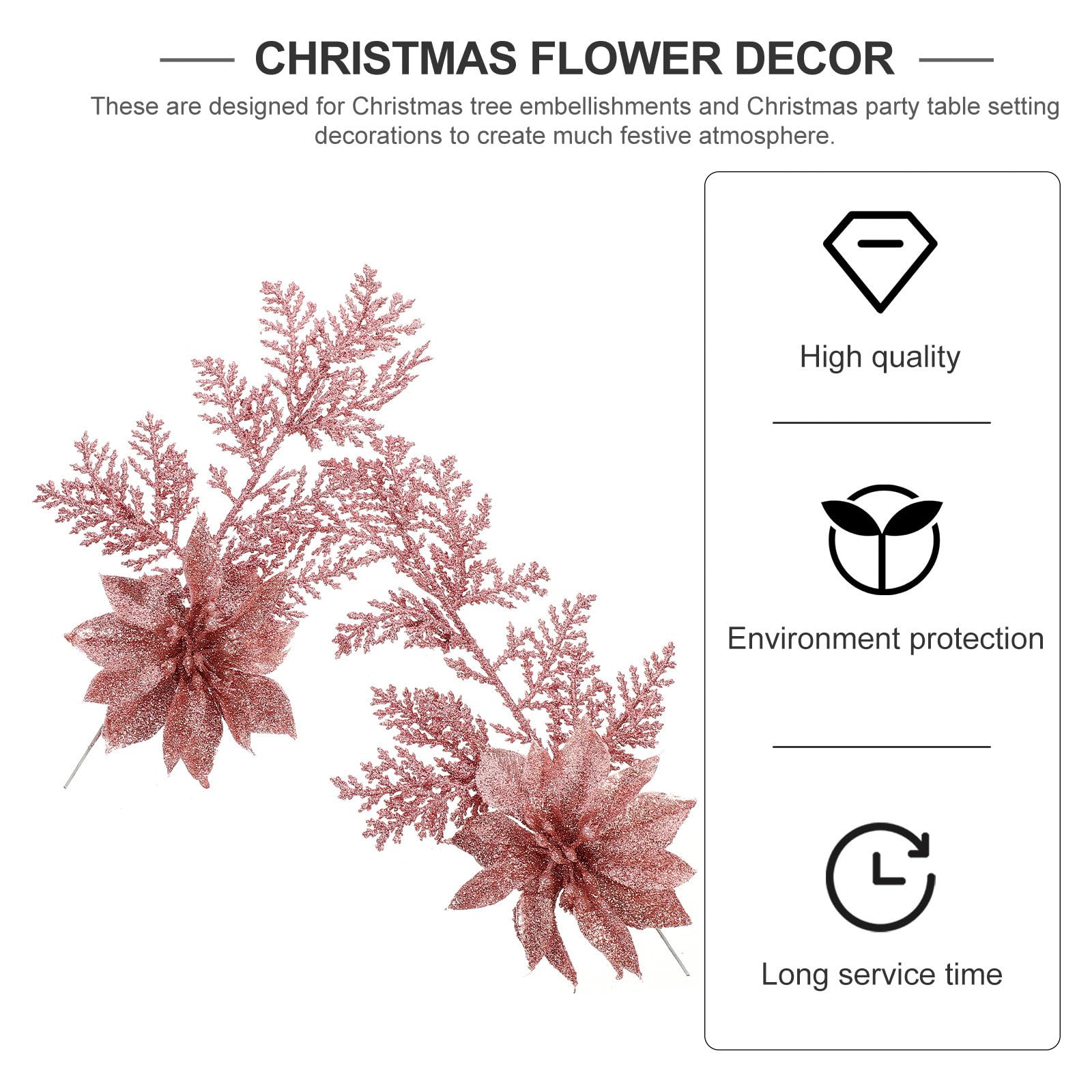 Gatuida 24 Pezzi Fiore Artificiale Natalizio con Clip, Decorazione Glitter