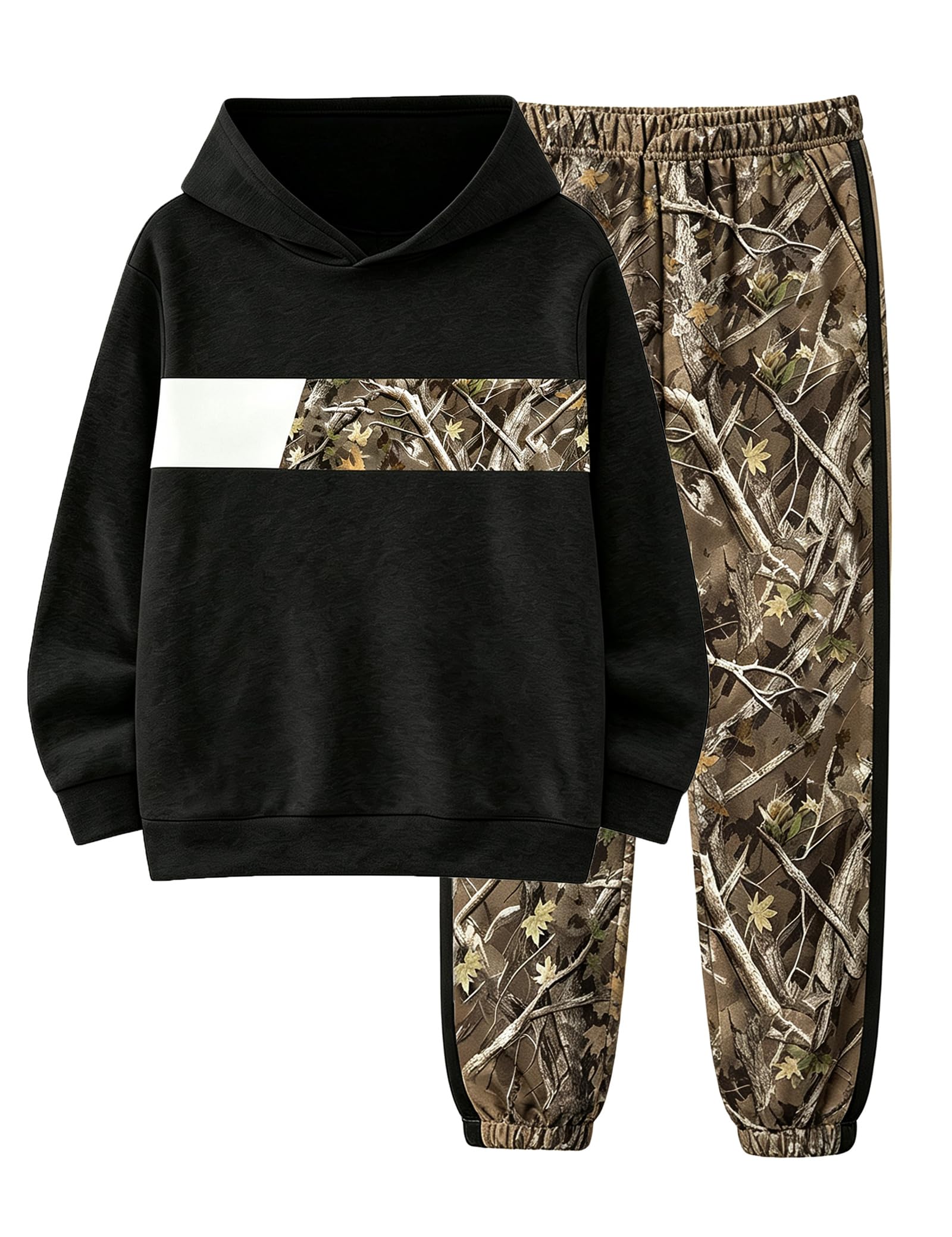Boys Clothes Boy Outfits 2-Piece Long Sleeve Hoodie and Camouflage Pants Boys Fall Winter Clothes for 6-16 Years