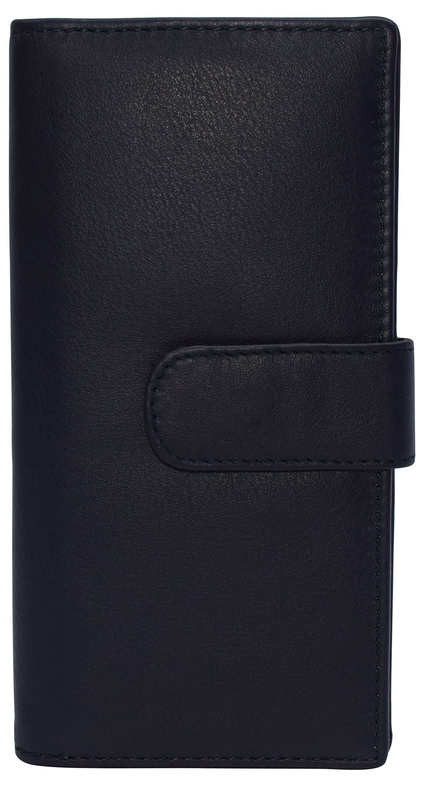 Swiss MarshallReal Leather Checkbook Cover RFID Wallets For Women Duplicate Check Card Holder With Snap Closure (Blue)