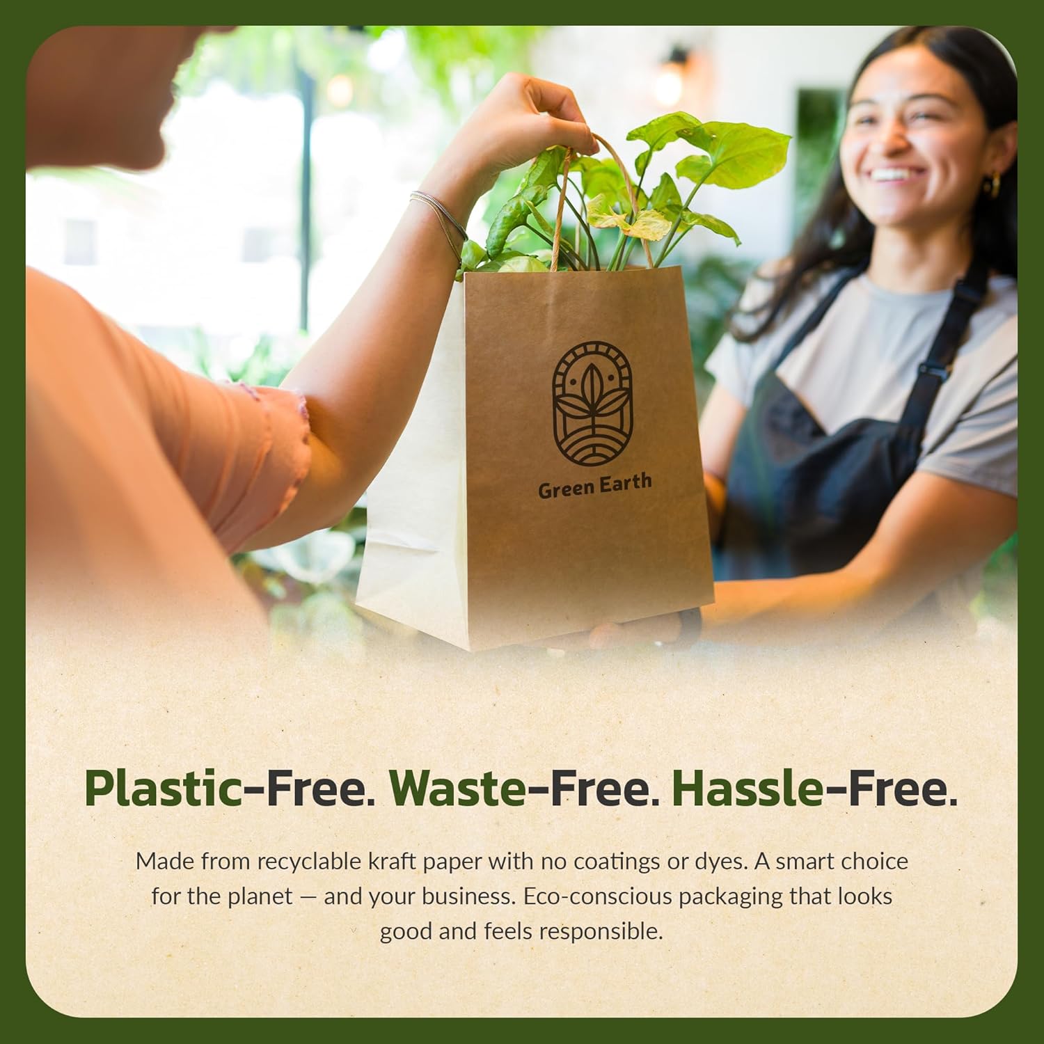 EKOBAGS Granvia 100 | 10x7x12 inches | 100-Pack Kraft Paper Gift Bags with Handles | 115 GSM Brown Paper Bags for Small Business, Shopping & Party Favors | Recyclable | Holds up to 13.8L/8 lbs - Image 4