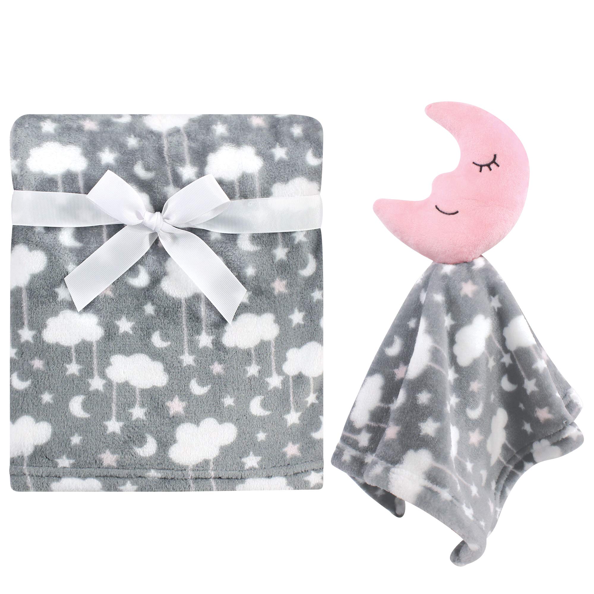 Hudson Baby Unisex Baby Plush Blanket with Security Blanket, Moon Girl, One Size