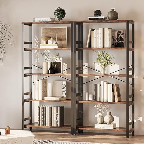 Miniatura 4 de IRONCK Estanterías y estanterías, estante de 31.5 pulgadas de ancho, estante de escalera de 5 niveles, 110 librasestante de estilo industrial