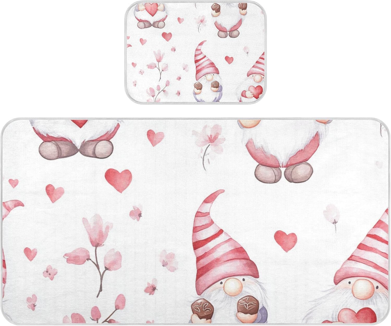 Cute Valentine's Day Gnomes Hearts Cooling Baby Bed Mattress Cover 28" x 52" Washable Crib Mattress pad for Baby&Toddler