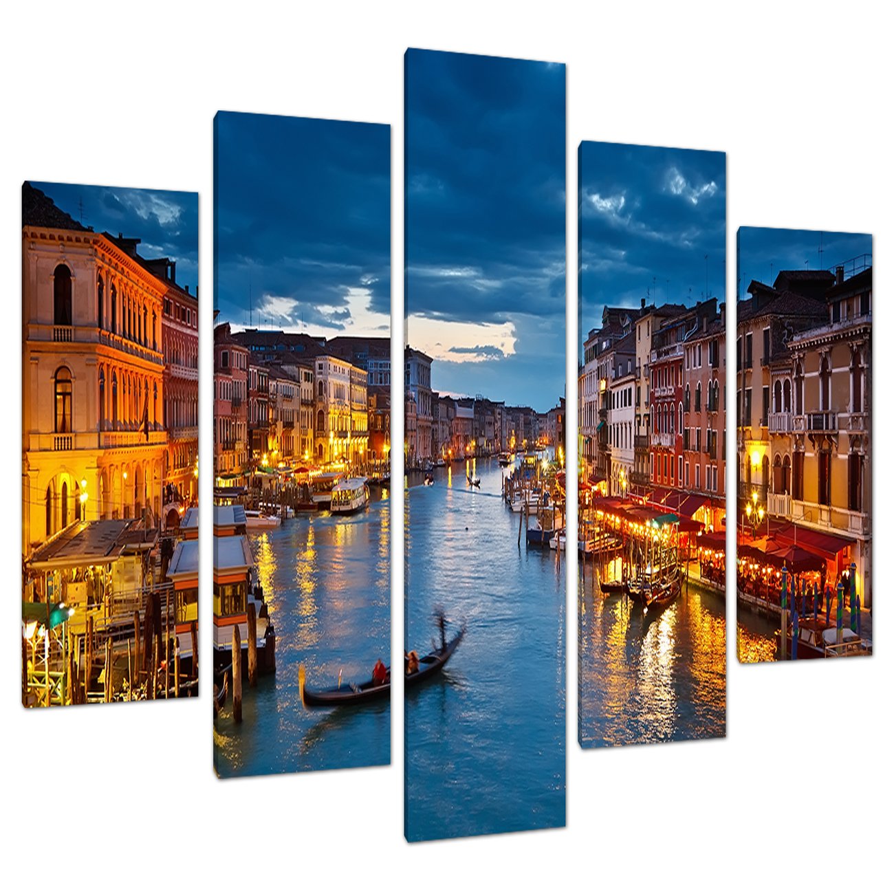 Wallfillers Blue Split Canvas 5 Piece Multi Panel Five Part Venice Italy 5068
