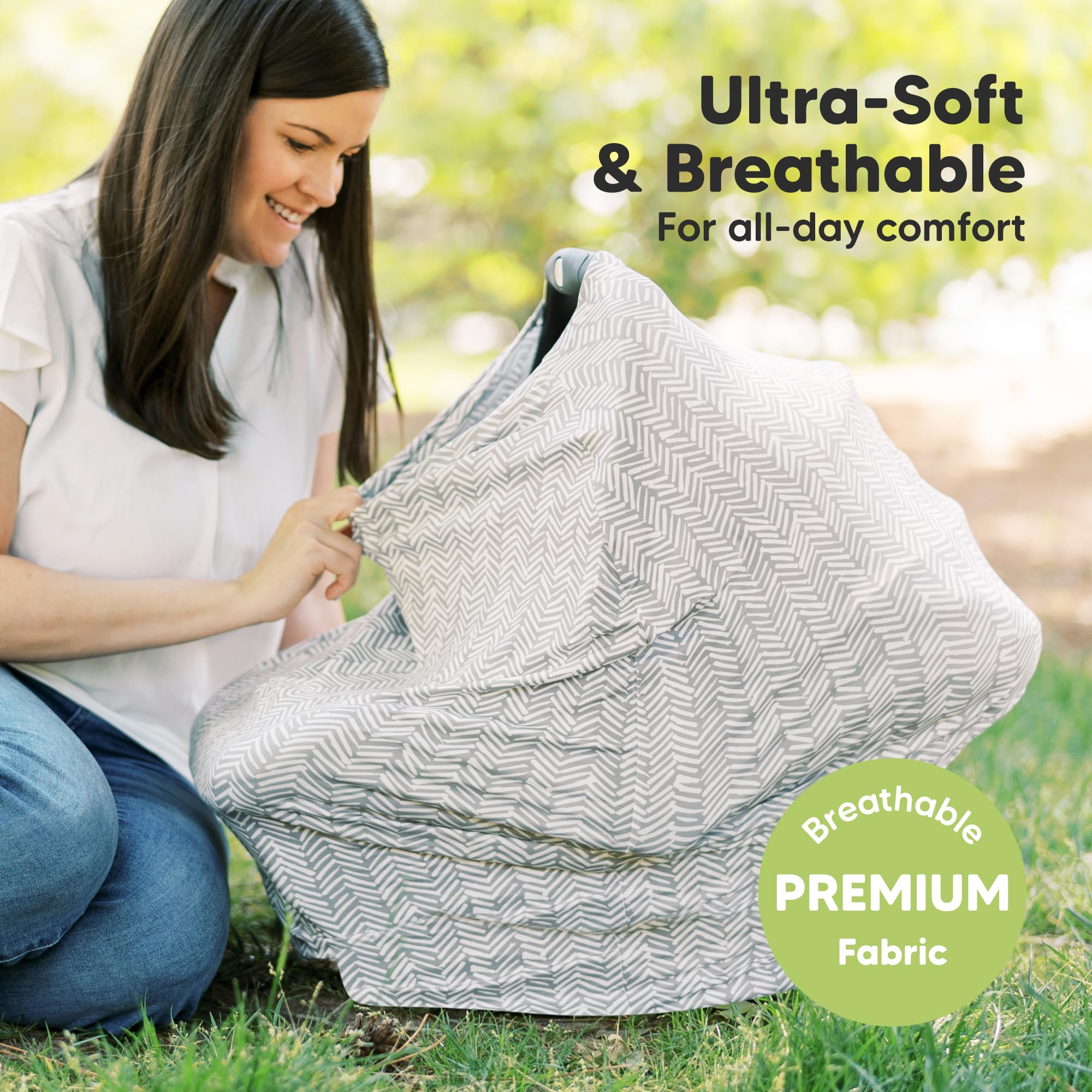 KeaBabies Housse d'allaitement pour les déplacements - Multifonctionnelle, Douce & Respirante Nursing Breastfeeding Cover,Housse de siège auto pour bébé fille,garçon Housse de poussette(Herringbone)