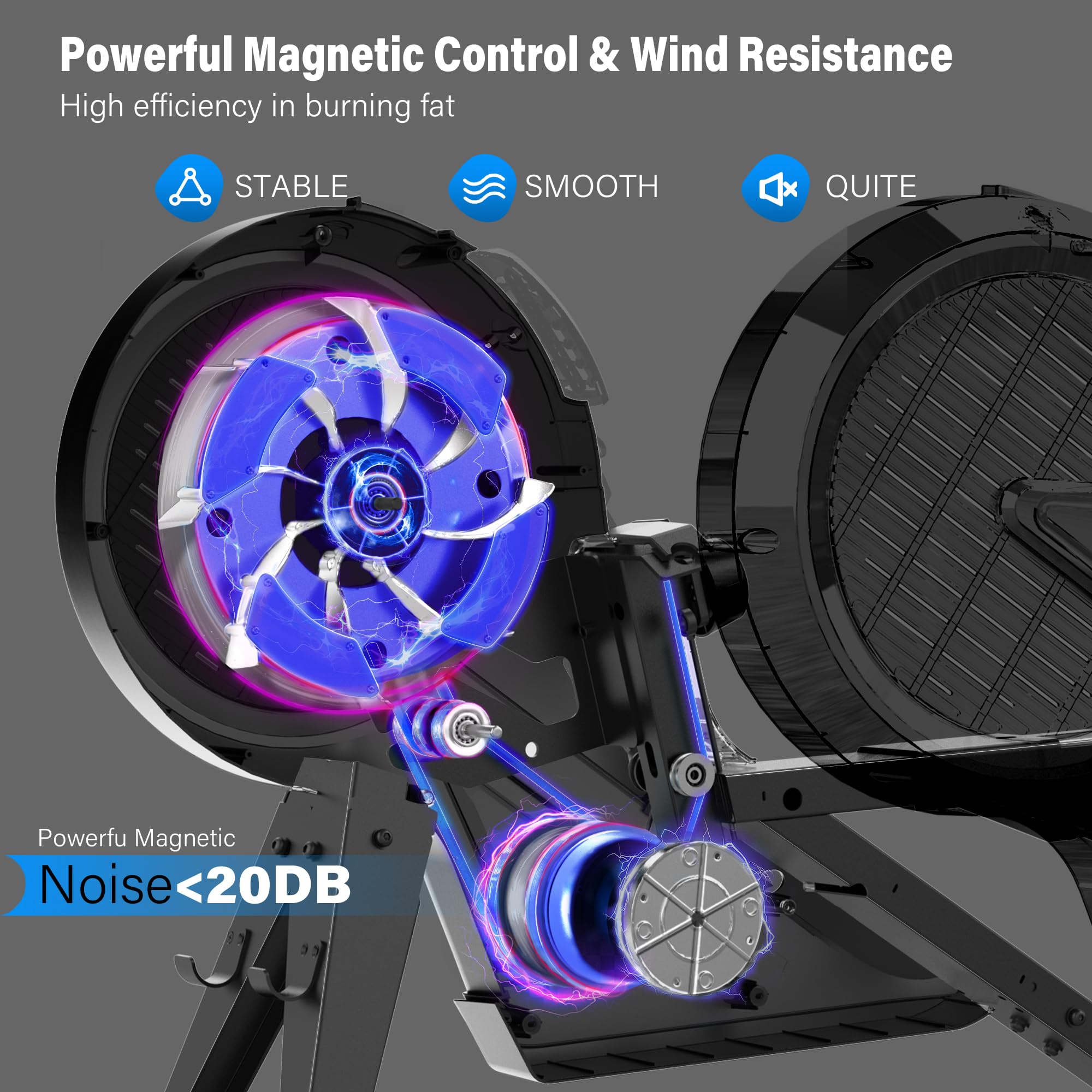 Snapklik.com : Pooboo Full Motion Rowing Machines For Home, Dual Wind ...