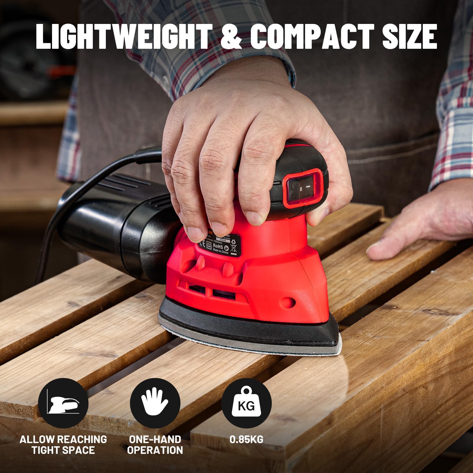 DOVAMAN Detail Sander - 12000 RPM Palm Tool -6