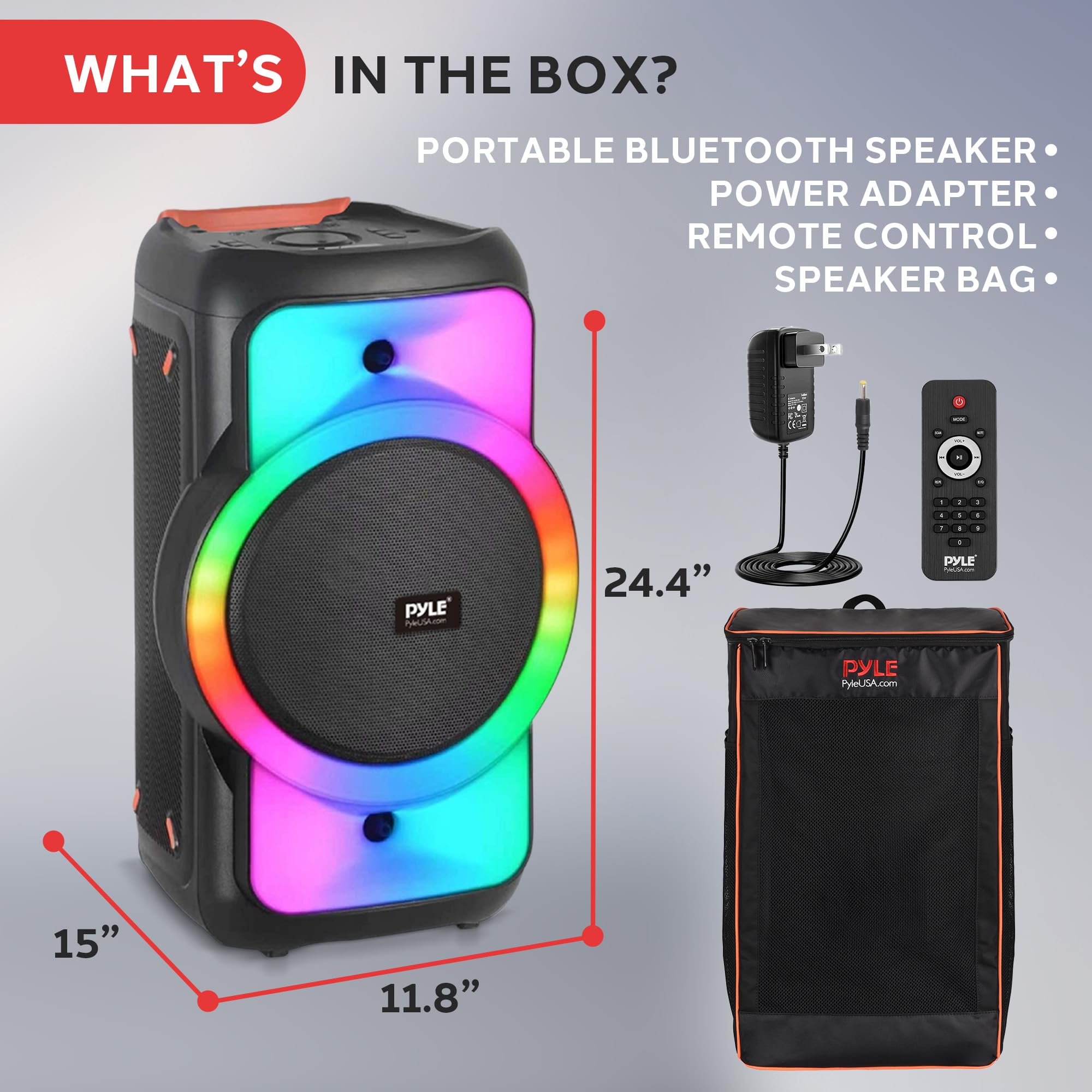Pyle Audio Large Bluetooth Party Speaker - Big Bluetooth Speaker with True Wireless Stereo System - Enjoy Powerful Bass and Clear Treble - Big Speaker with Carry Bag