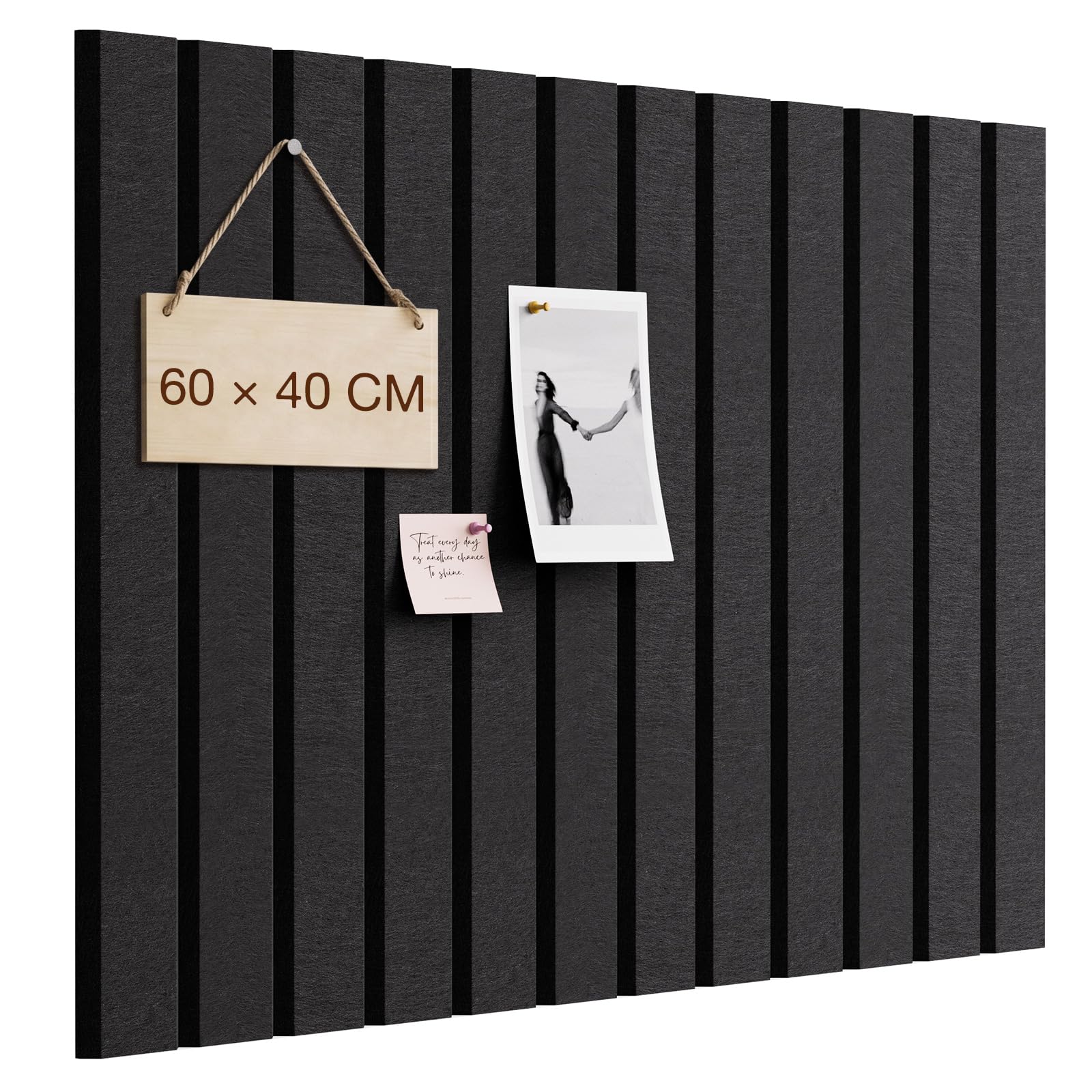 Woovio Cork Board Alternative 60×40cm, Pin Board for Wall Black