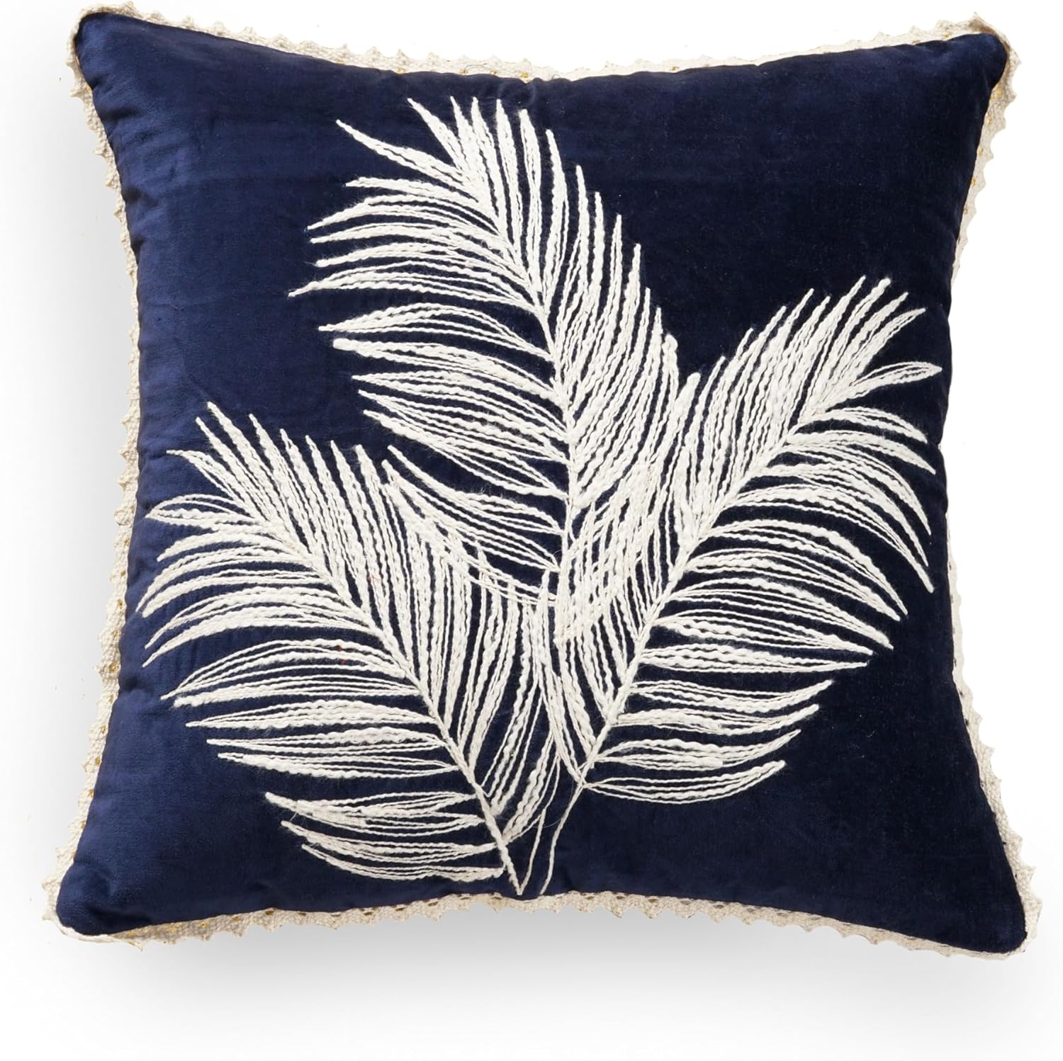 ZOMI Cushion Covers Couch Pillow, Embroidery Decorative Pillows for Living Room, Christmas and Thanksgiving with Hidden Zipper (Blue Flora, 18"x18")
