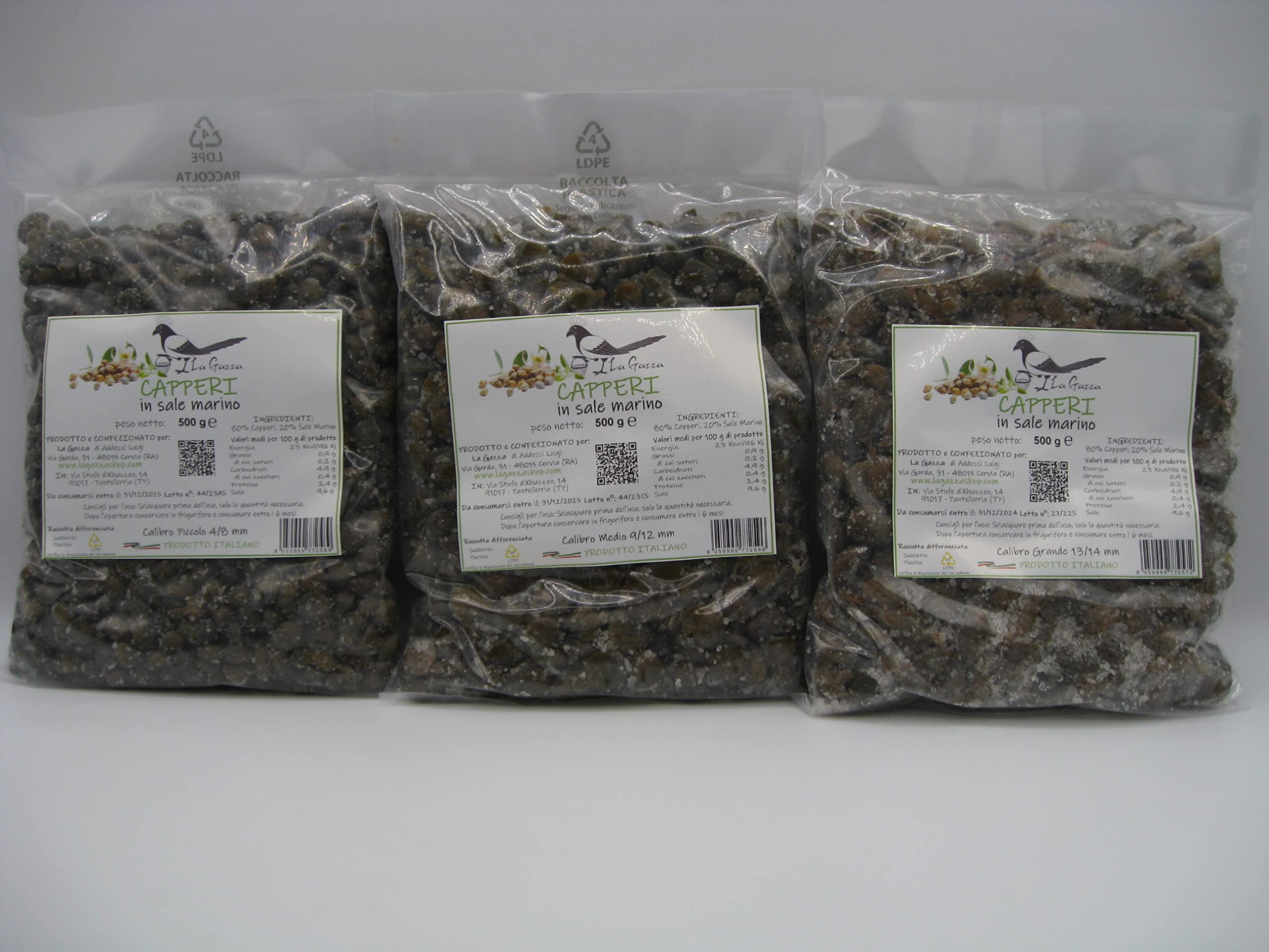 Capperi di Pantelleria in sale marino - Sacchetto da 500 gr (Calibro Grande)