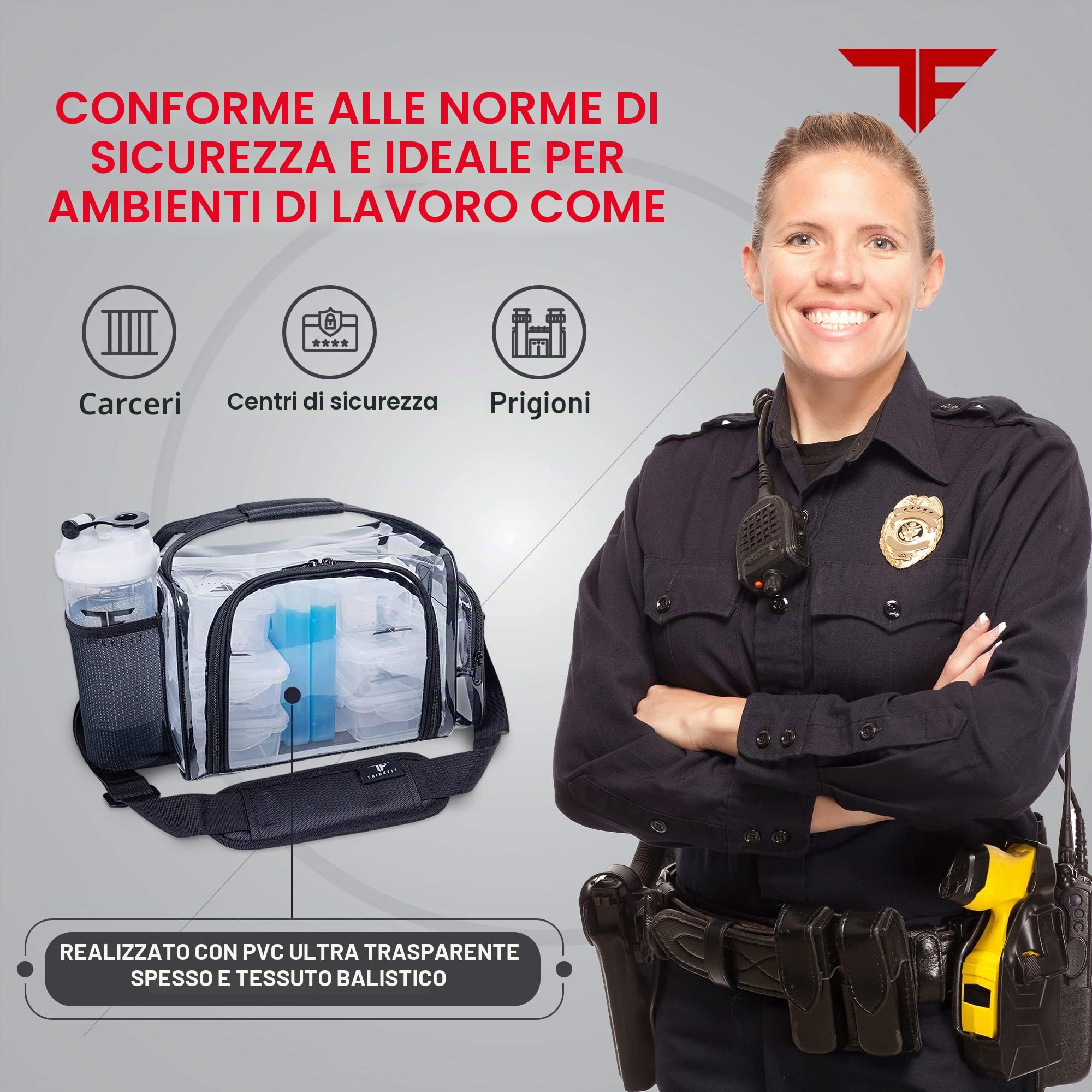 ThinkFit Borsa per il pranzo trasparente con 6 contenitori per la preparazione dei pasti, senza BPA, riutilizzabile, adatta al microonde e al freezer, con shaker e molto altro ancora, trasparente, per