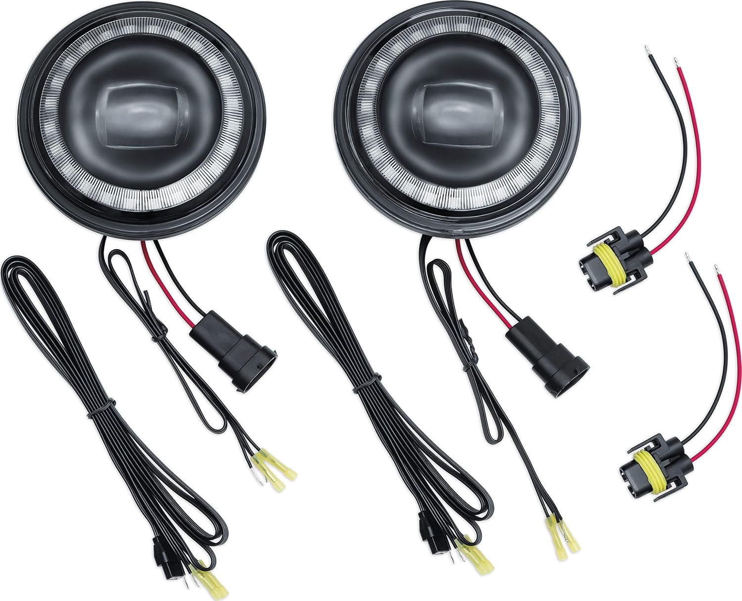 Kuryakyn 2477 Motorcycle Lighting: Orbit Prism+ 4 1/2" LED Passing Lamps with Bluetooth Controlled Multi-Color Light Halo Ring for Harley-Davidson & Indian Motorcycles, Black