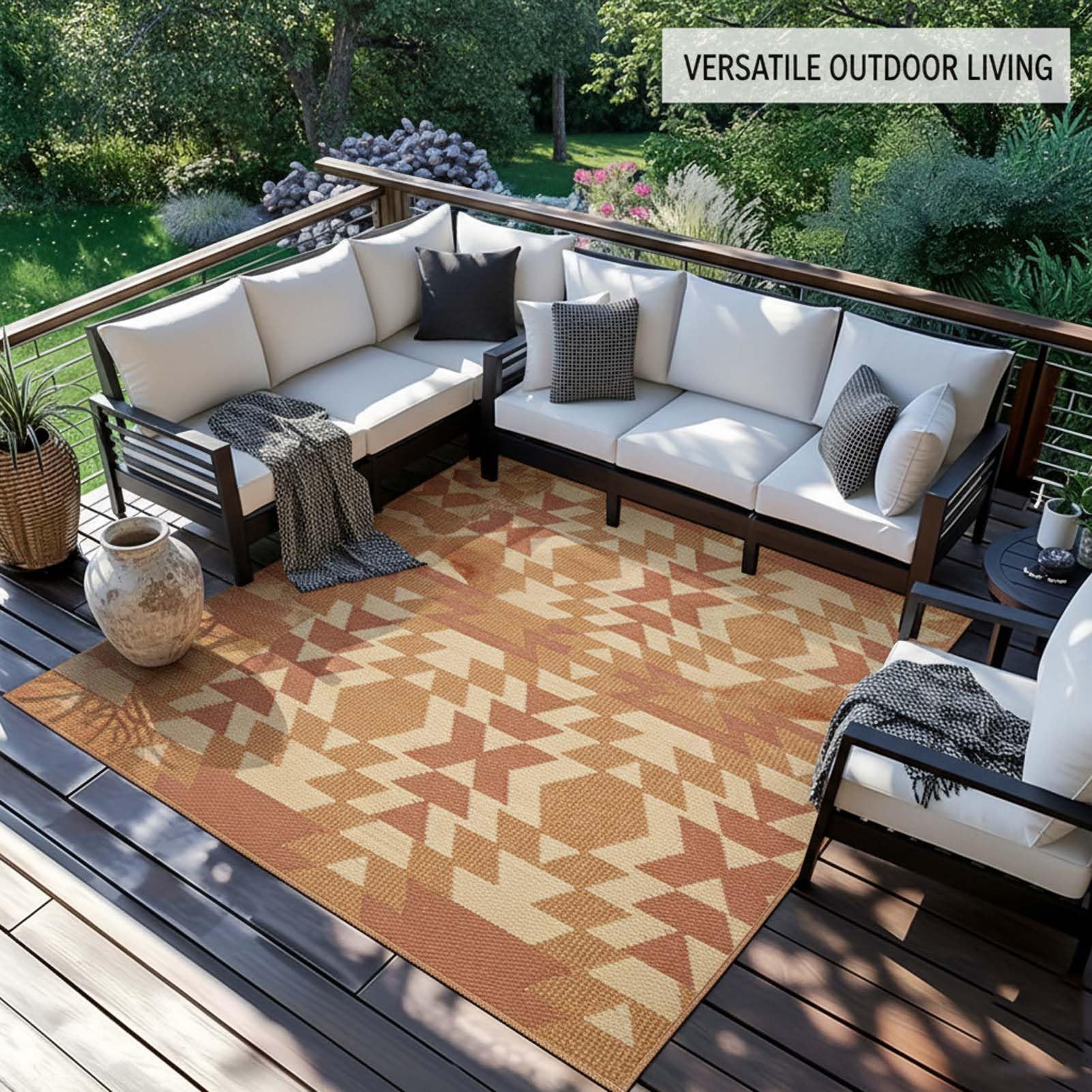 Tapis Pliable pour Intérieur et Extérieur, Tapis de Sol Antidérapant, Tapis en Velours Cristal Lavable, pour Table de Terrasse, Balcon, Jardin, Camping, Véranda, Salon