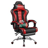 Yaheetech Sedia Gaming Ergonomica Massaggiante Reclinabile con Poggiapiedi Poggiatesta
