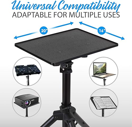 Miniatura 3 de Pyle -PRO Soporte universal para proyector y soporte portátil doble para computadora portátil - Mesa de pie con altura ajustable, diseño ergonómico