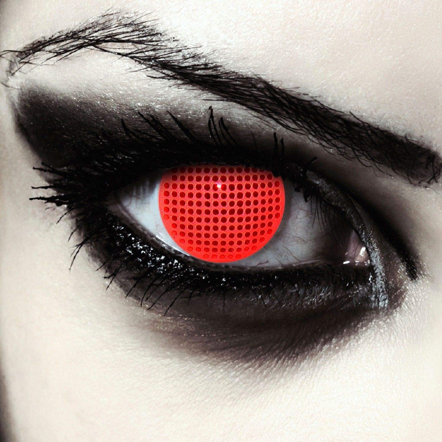 FreshGo Crazy Halloween&Cosplay Soft Colored Contact Lenses Yearly Disposable with Case - Red Screen