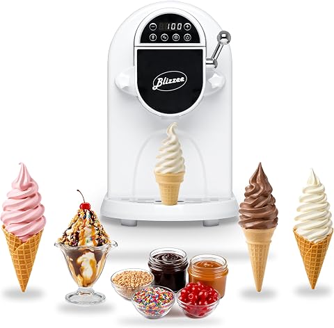 Soft Serve Ice Cream Machine 1.25Qt with Built-In Compressor, LED Display, and A