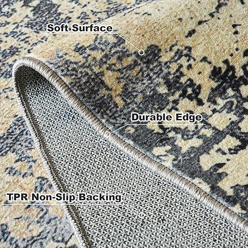 Miniatura 2 de OIGAE Alfombra lavable a máquina de 5 x 7 pulgadas, diseño abstracto y moderno con parte trasera antideslizante, no desprende pelusa, para sala de