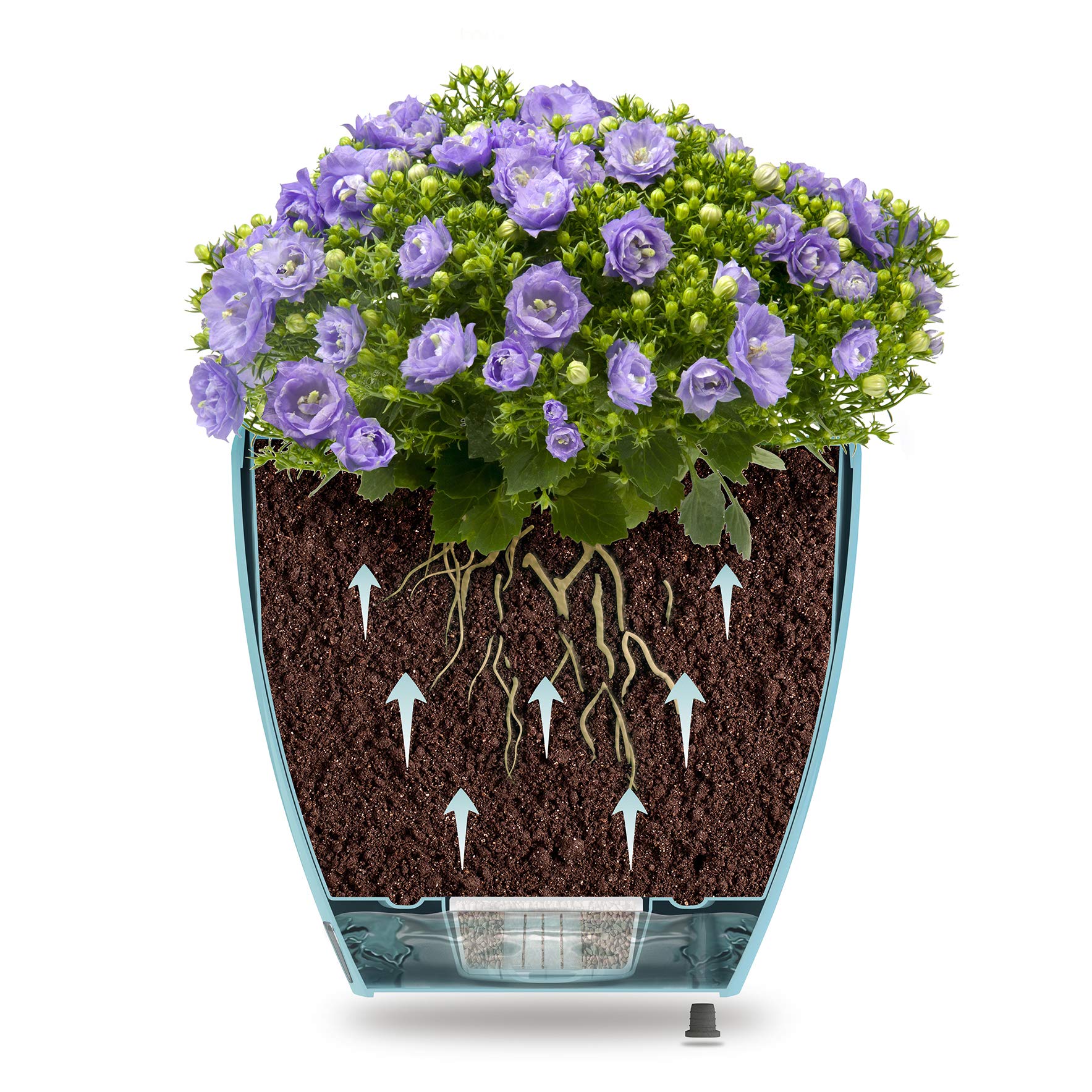 DECOPOTS - 3 sztuki, samonawadniająca się donica 17 cm, ozdobna doniczka do użytku wewnątrz i na zewnątrz, z wkładem drenażowym i wskaźnikiem poziomu wody (17 cm, jadeit)