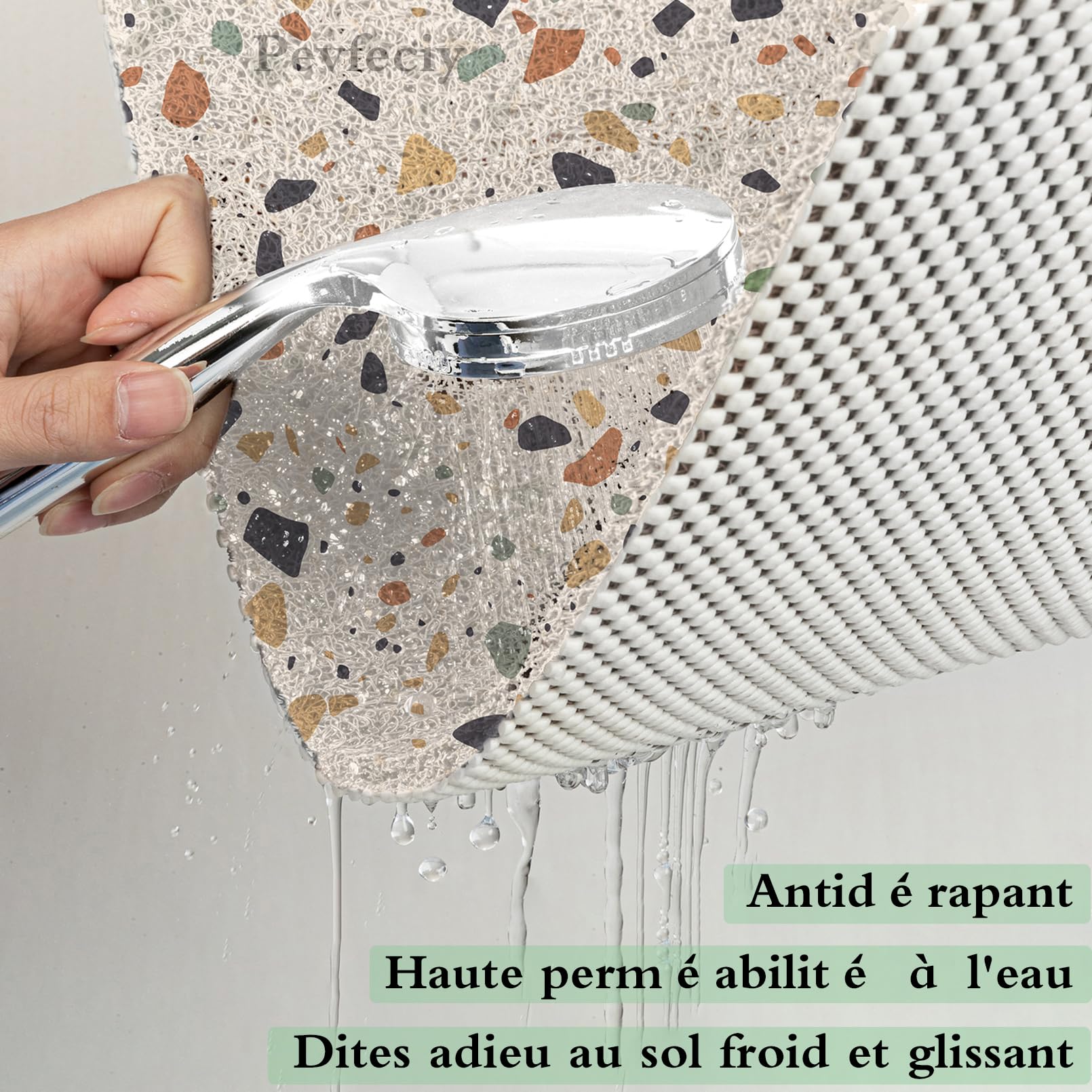 Pedana doccia antiscivolo 90x140 Modello bagno Tappeto doccia antiscivolo Morbido e confortevole PVC Adatto bagni moderni, Alta permeabilità all'acqu