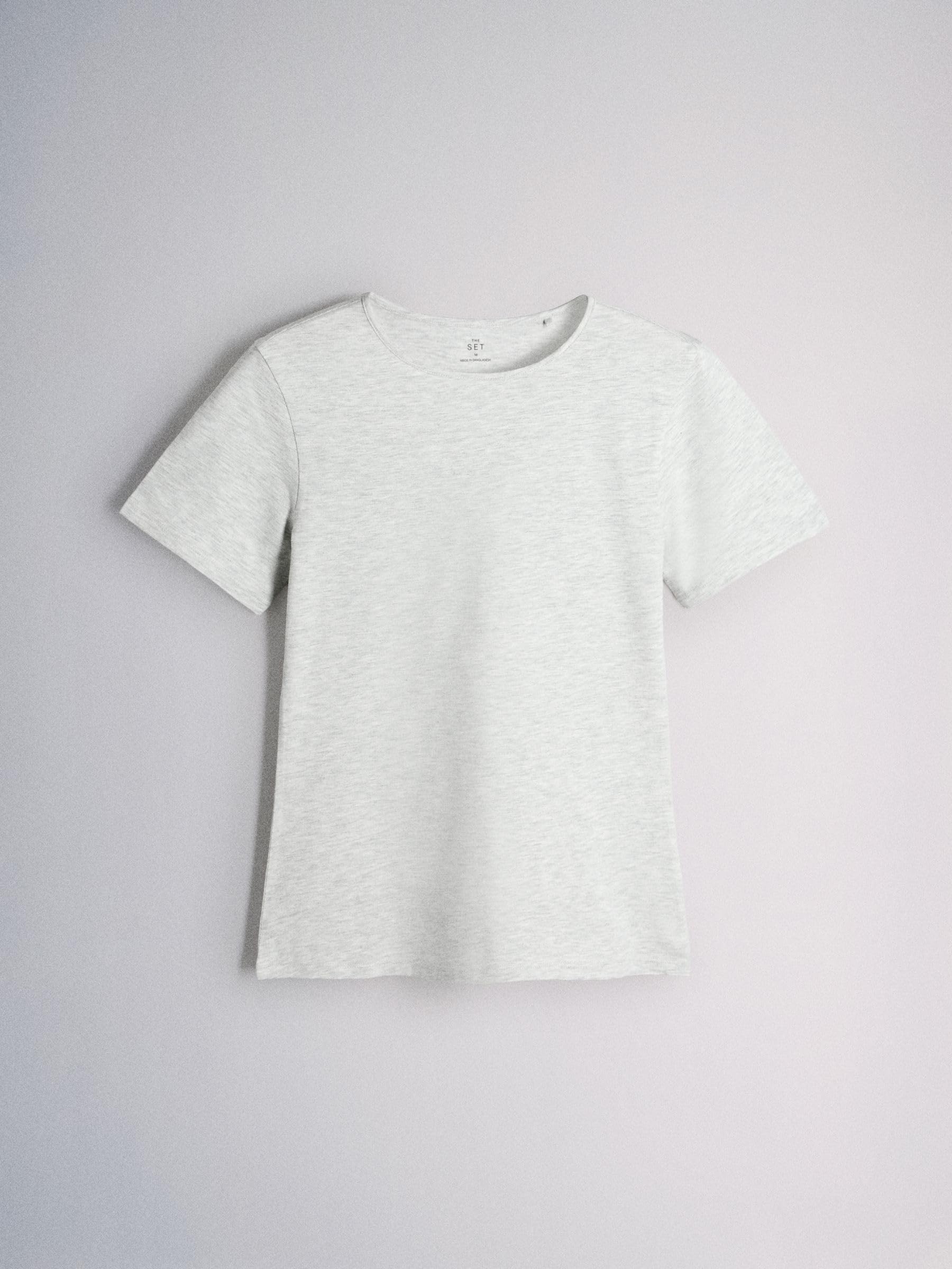 THE SET Damen kurzärmelige, körpernahe T-Shirts mit Rundhalsausschnitt