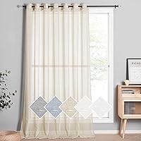 Vista 286 de NICETOWN Cortinas semitraslúcidas con textura de lino, con ojales, tratamiento de ventanas, cortinas verticales de lino con filtro de luz para sala