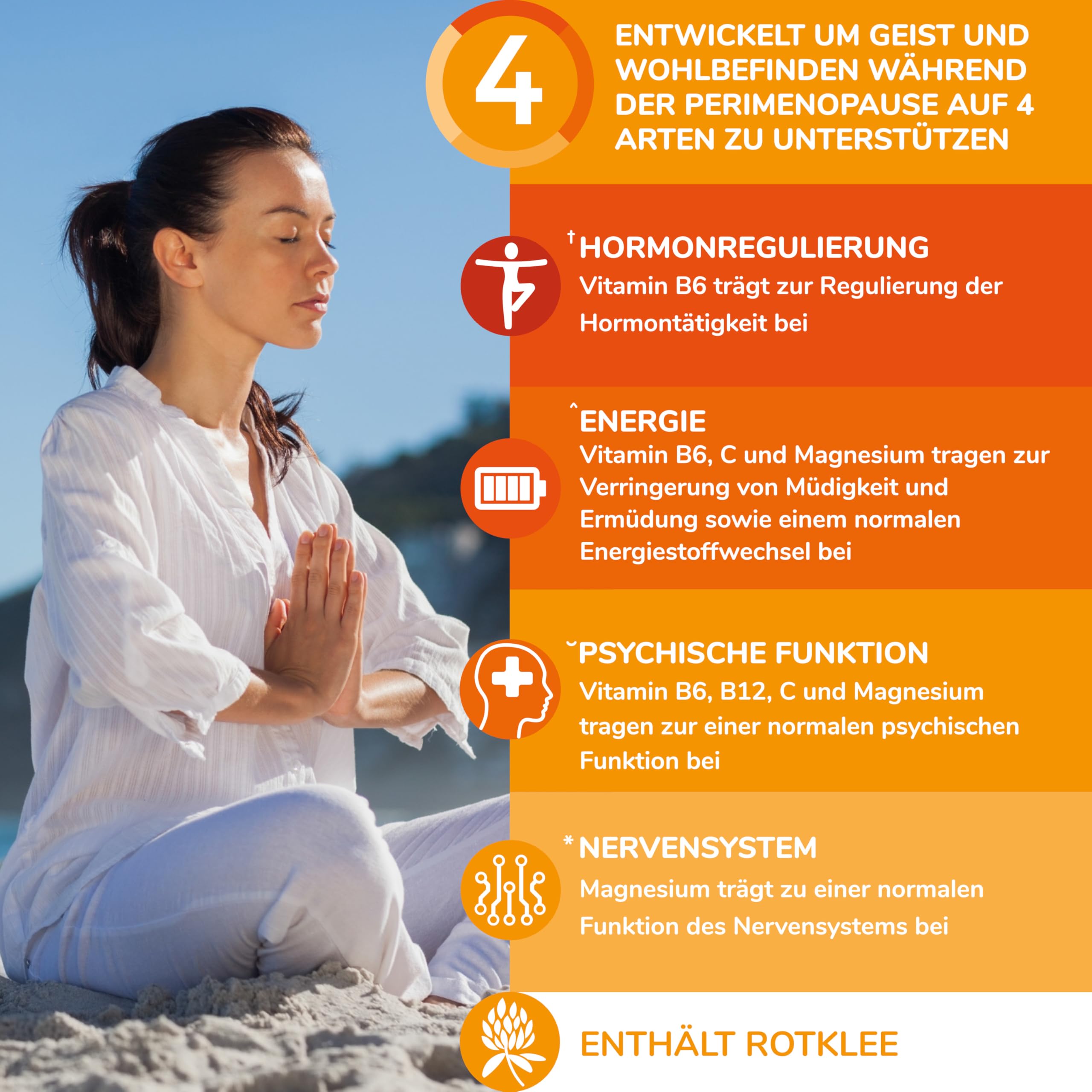 Health & Her Perimenopause Mind+ Wechseljahre Kapseln - Zur Unterstützung von kognitiver Leistung & Wohlbefinden während der Wechseljahre - mit Rotklee - 1 Monatspackung enthält 30 Menopause Kapseln