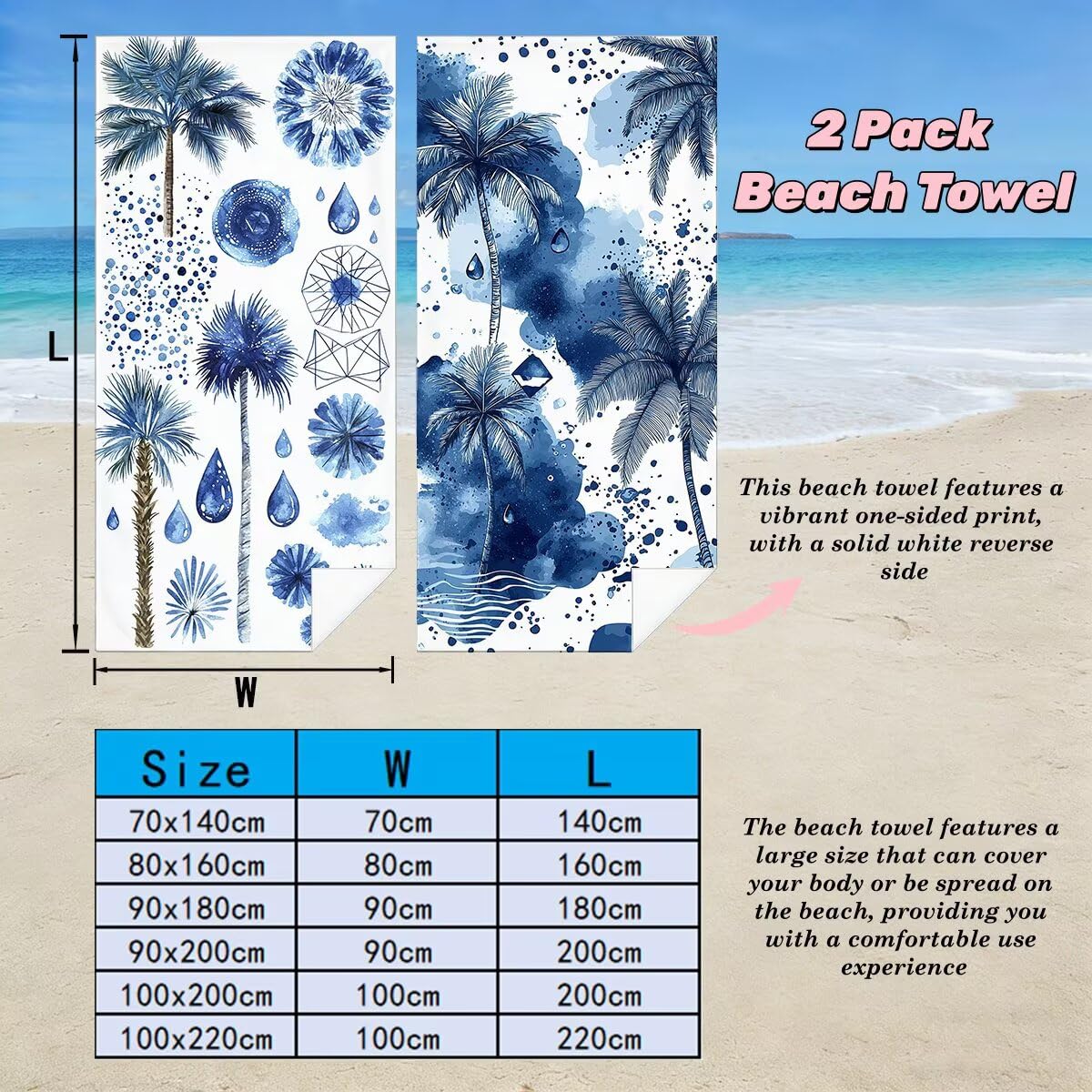 Toalla Playa 80x160 cm, Toalla Gimnasio Microfibra Secado Rapido, Juego de 2 Antiarena Toallas de Playa, Ligera Compacta Toallas Microfibra Grande para Viaje, Regalo Hombre Regalo Mujer (Árbol) -3975