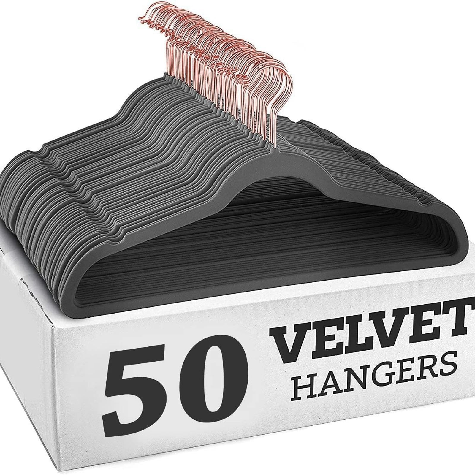 20 Pack Velvet Hangers,wrinkle Resistant,ultra Thin Non Slip, Hook Hold Upto 11 Lbs/17.5 * 9 * 0.2 in (Grey Rose Gold Hk,10 Pack)