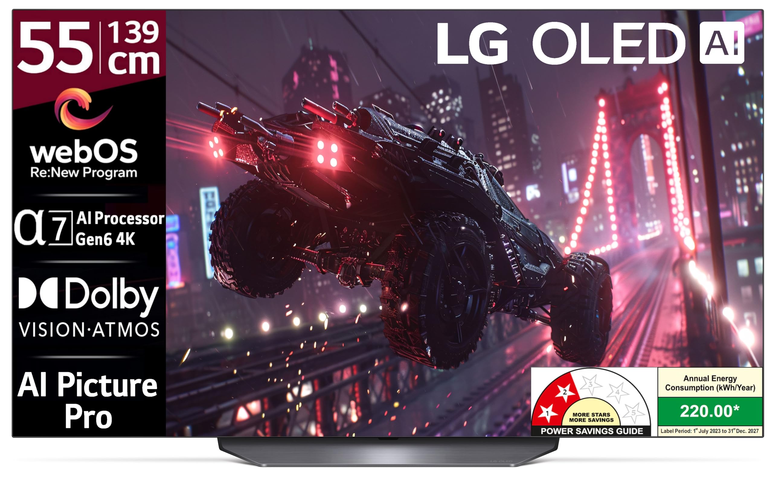 LG 139 cm (55 inches) 4K Ultra HD Smart OLED TV 55B3PSA (Black)