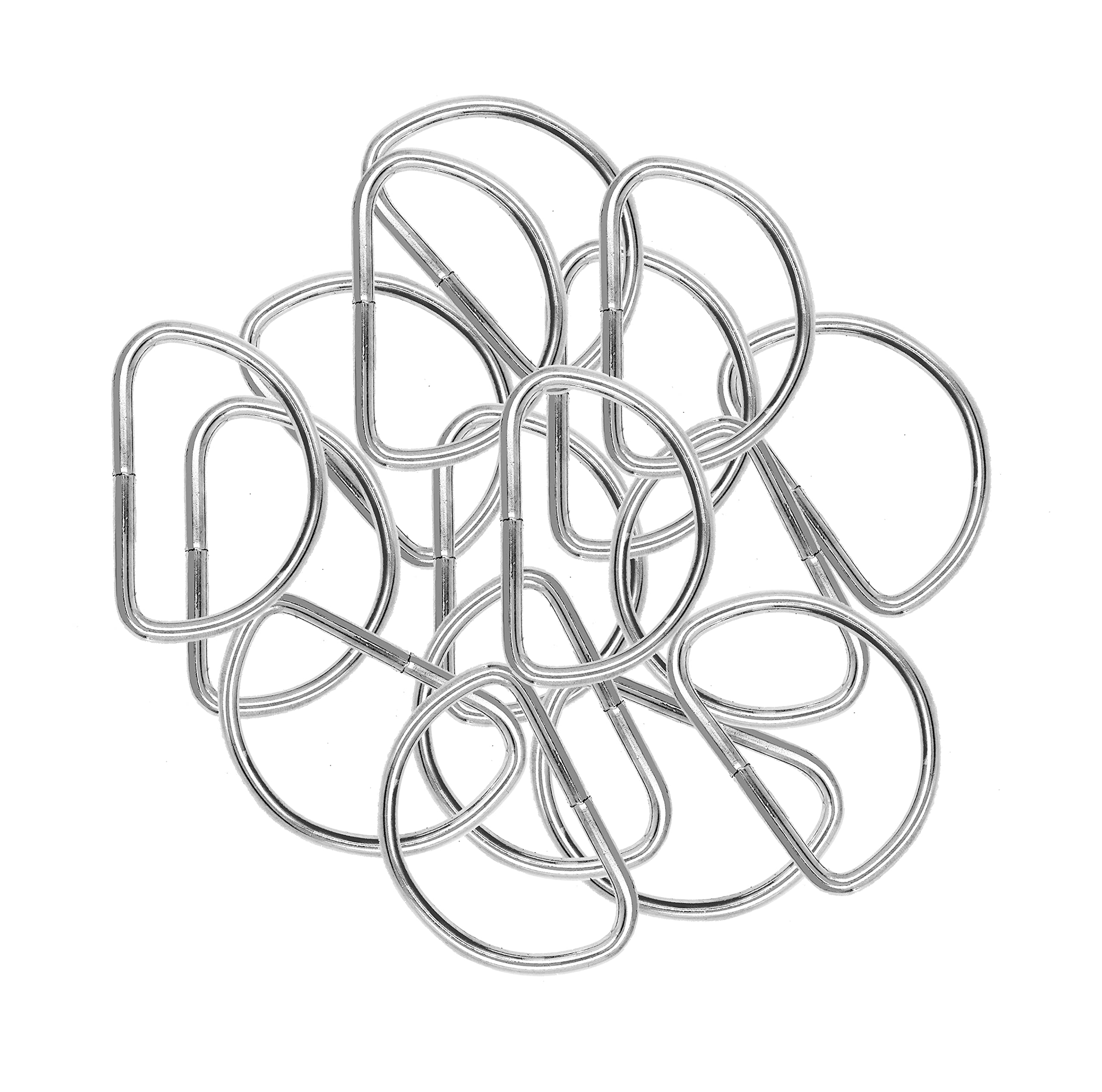 Mandala Crafts Metal D Ring Assortment - Heavy Duty D-Ring Bulk Pack - Silver Non Welded D Rings for Purse Sewing Crafts Cat Dog Collar Bag Belt Keychain Webbing Strap 20 PCs 4.5mm Thick 2 Inches Wide