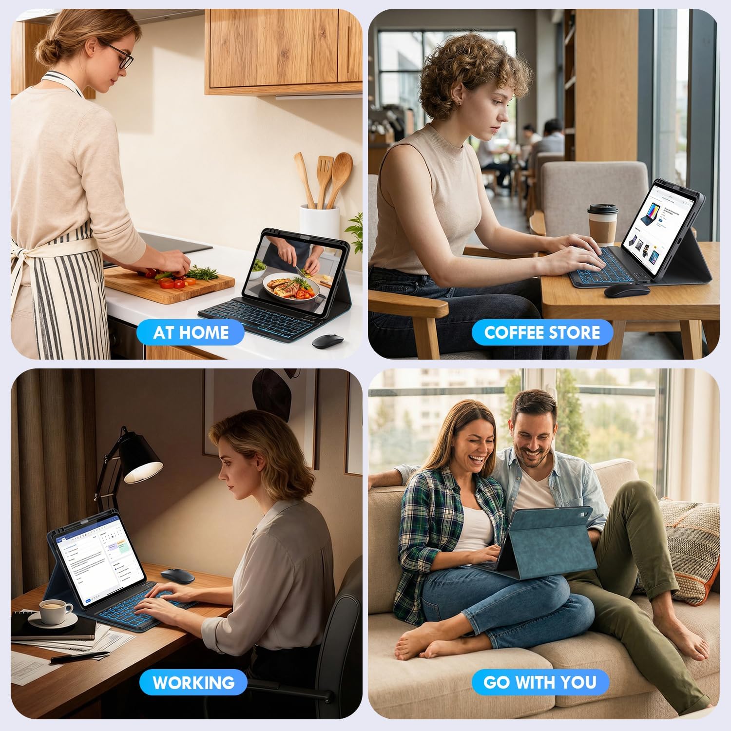 Case Keyboard for 11 inch iPad 11th (A16, 2025) / 10th Generation,Mouse and Detachable Wireless 7 Color Rainbow Backlight Magnetic Keyboard,Premium PU Leather Cover with Auto Sleep/Wake,Midnight Green