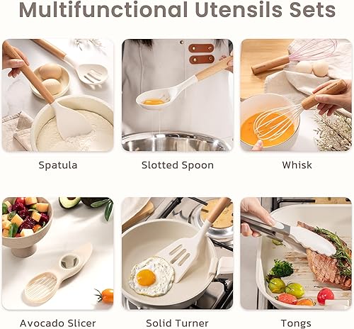 Miniatura 4 de Astercook Juego de utensilios de cocina de silicona, 38 piezas, resistentes al calor de 446 F, juegos de utensilios de cocina de grado alimenticio