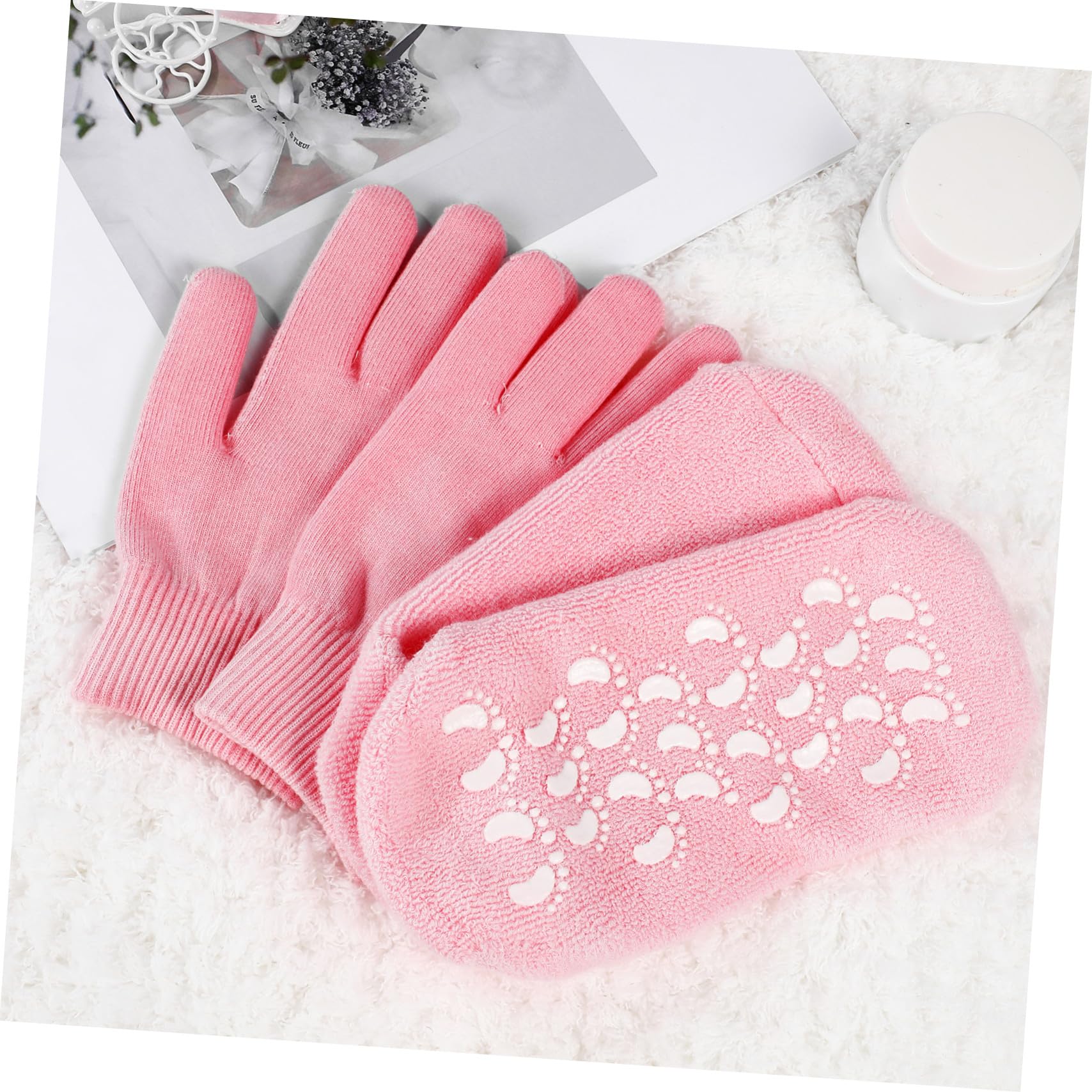 Hemobllo 2 juegos Calcetines y Guantes Hidratantes Spa para Cuidado Manos y Pies Nutritivo Piel Seca Protección Limpia y Fácil Uso Casa