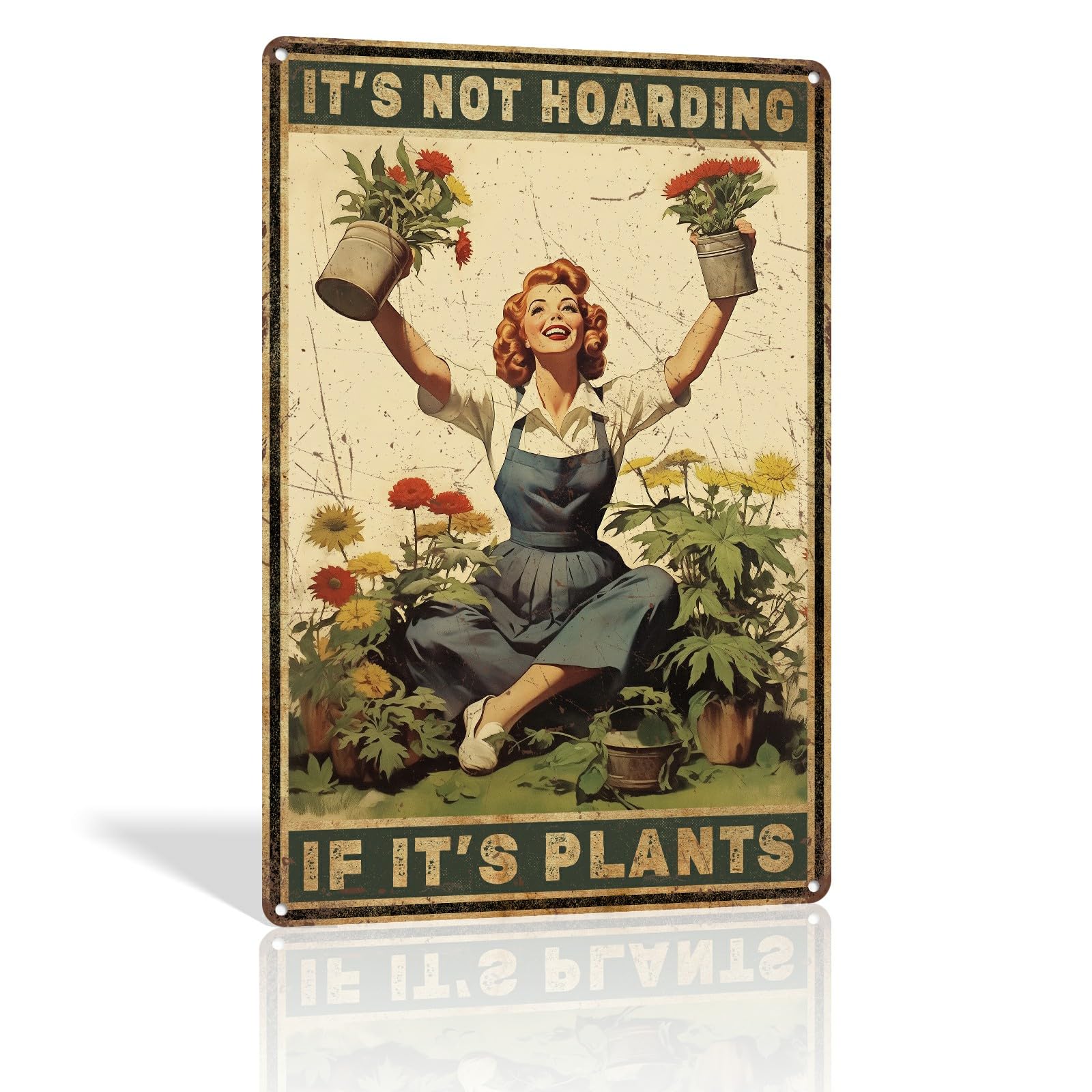 Jiobvts Women's Garden 2 Garden Sign Retro Metal Sign, It's Not Hoarding If It's Plants, Poster Funny Retro Garden Decor Plant Gift For Yard Gardener Lovers 8.00"X12.00"