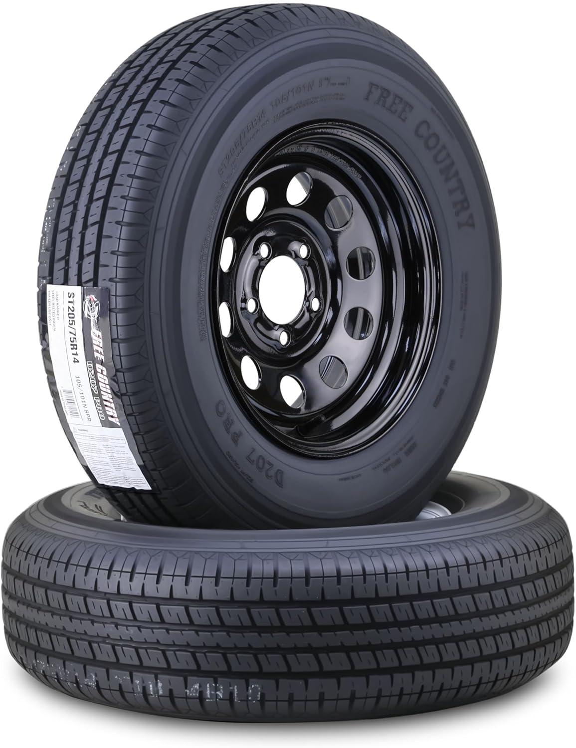 Product image of Free Country Trailer Tire Wheel Assembly ST205/75R14 8-Ply D 105N 5 Lug on 4.5" PCD Black Mod Rim,SET 2
