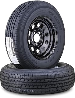 Free Country Trailer Tire Wheel Assembly ST205/75R14 8-Ply D 105N 5 Lug on 4.5" PCD Black Mod Rim,SET 2