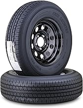 Free Country Trailer Tire Wheel Assembly ST205/75R14 8-Ply D 105M 5 Lug on 4.5" PCD Black Mod Rim,SET 2